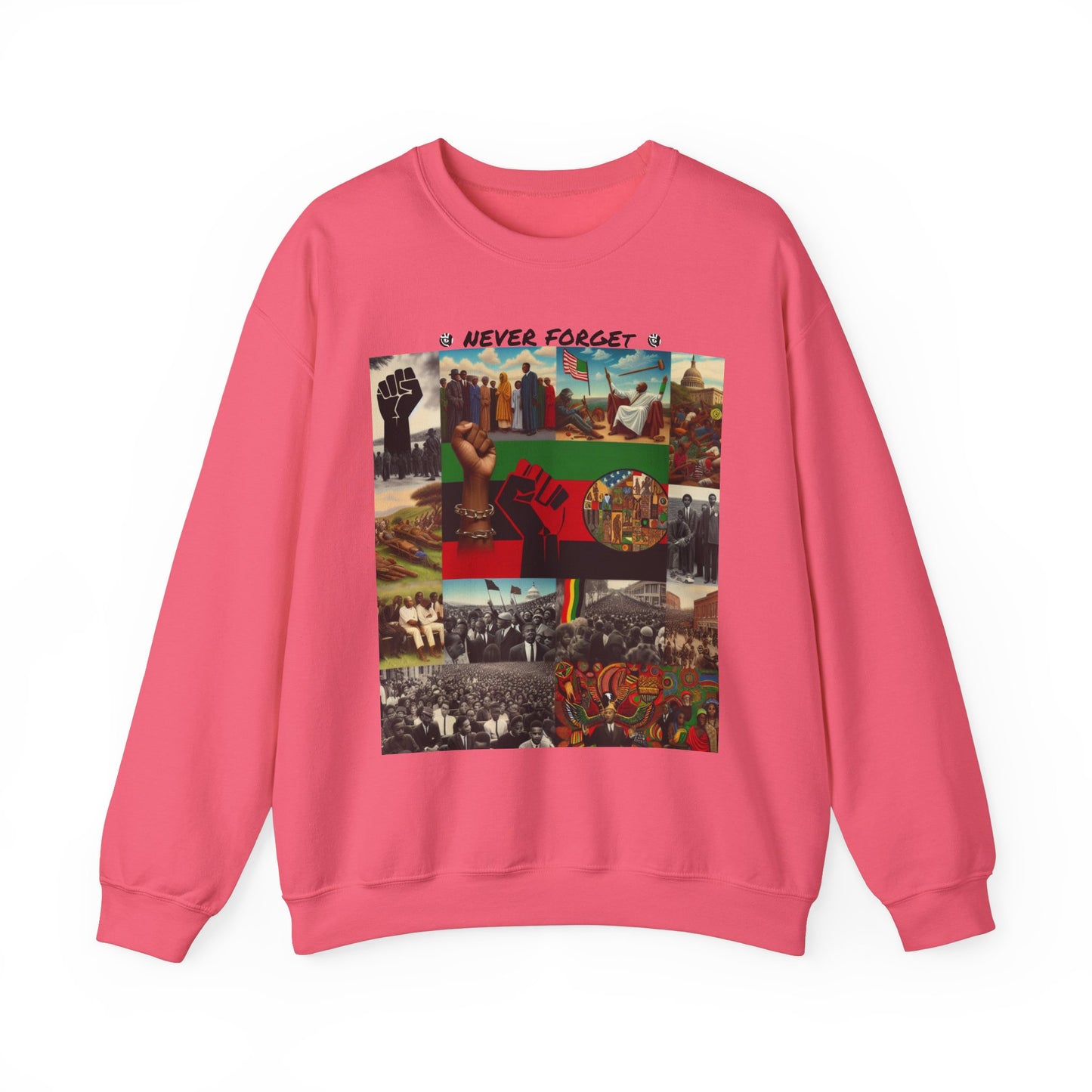 Never Forget Unity Crewneck Sweatshirt - Inclusive Black Culture Design