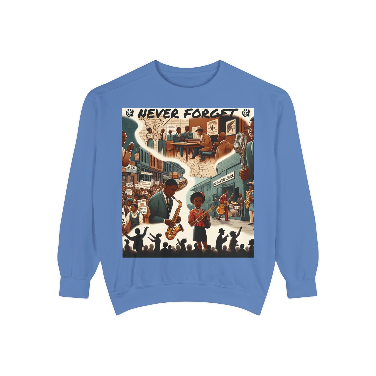 Unisex Garment-Dyed Sweatshirt - 'Never Forget' Black History