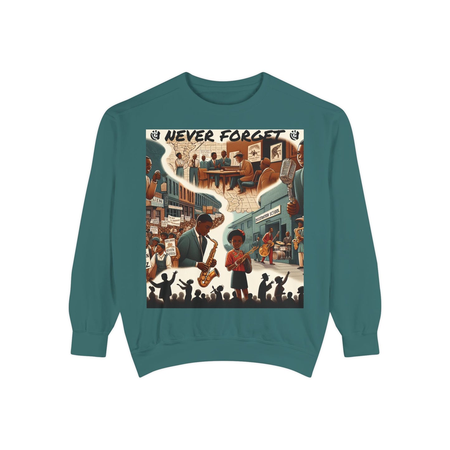 Unisex Garment-Dyed Sweatshirt - 'Never Forget' Black History