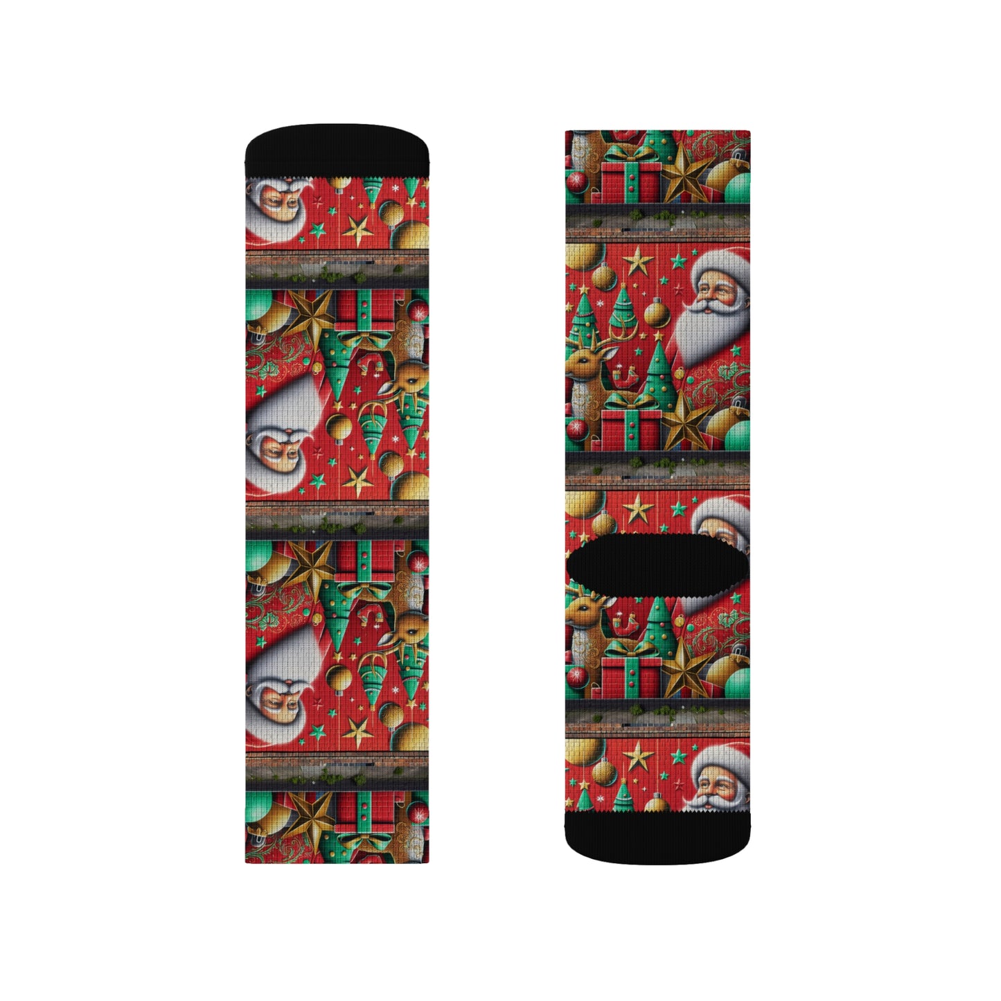 Festive Christmas Sublimation Socks with Santa Design