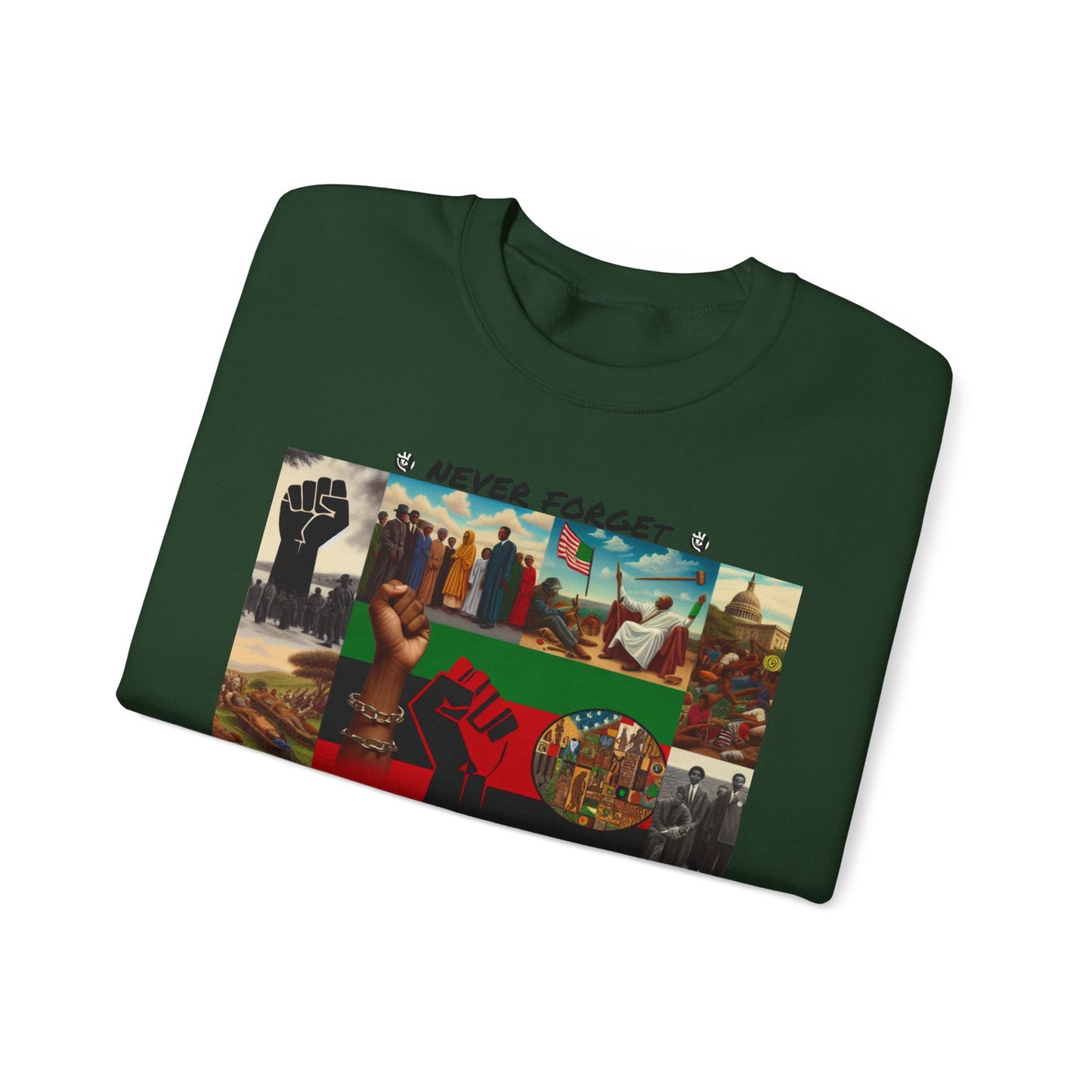 Never Forget Unity Crewneck Sweatshirt - Inclusive Black Culture Design