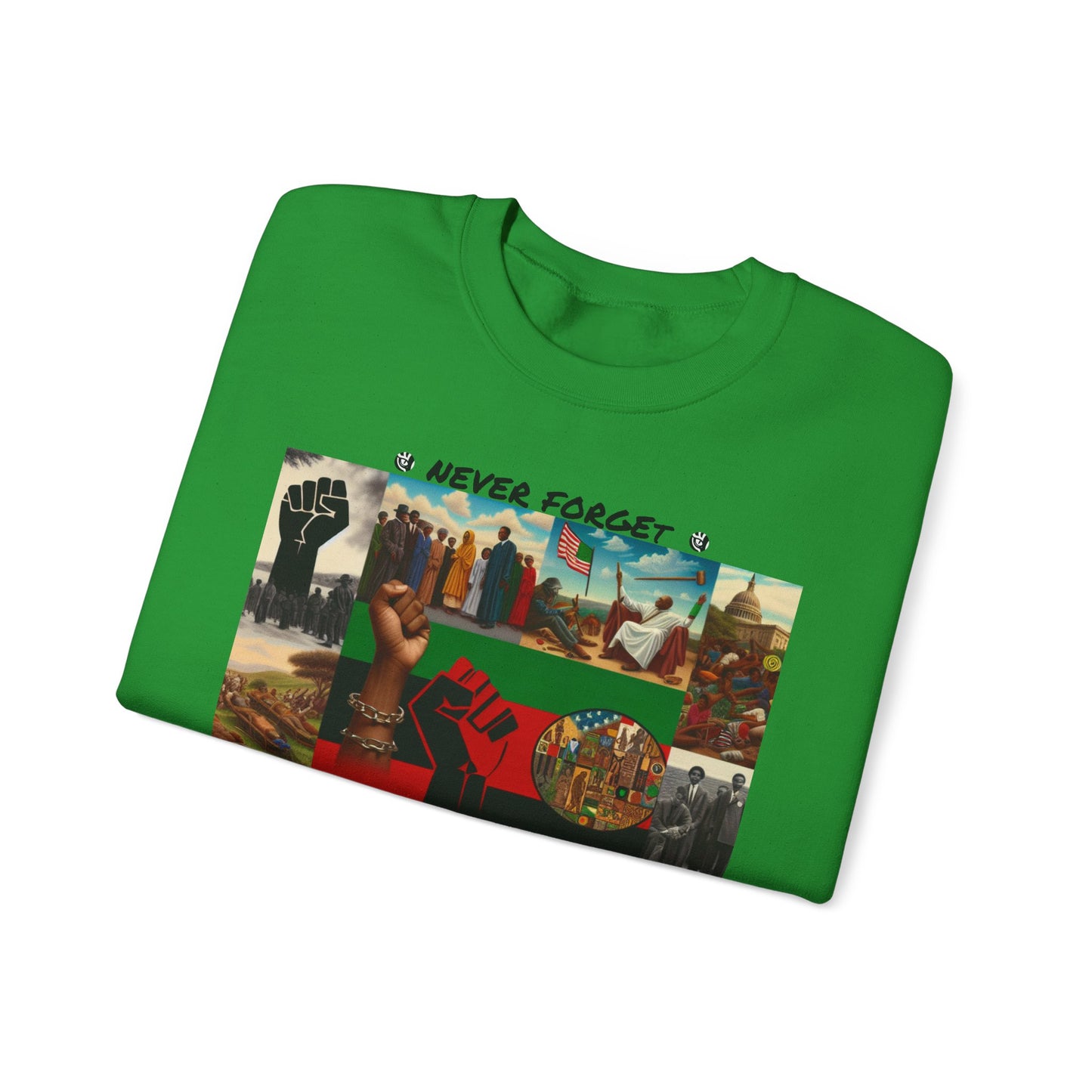 Never Forget Unity Crewneck Sweatshirt - Inclusive Black Culture Design