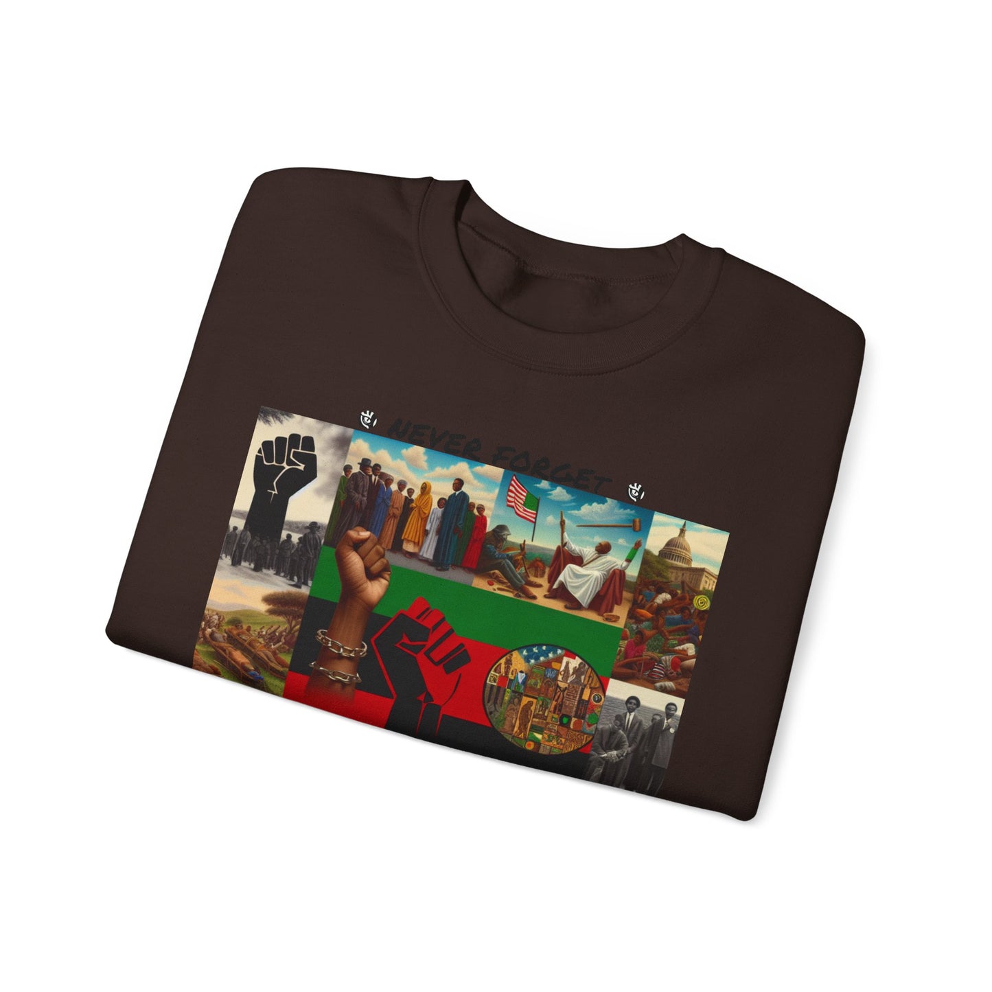 Never Forget Unity Crewneck Sweatshirt - Inclusive Black Culture Design