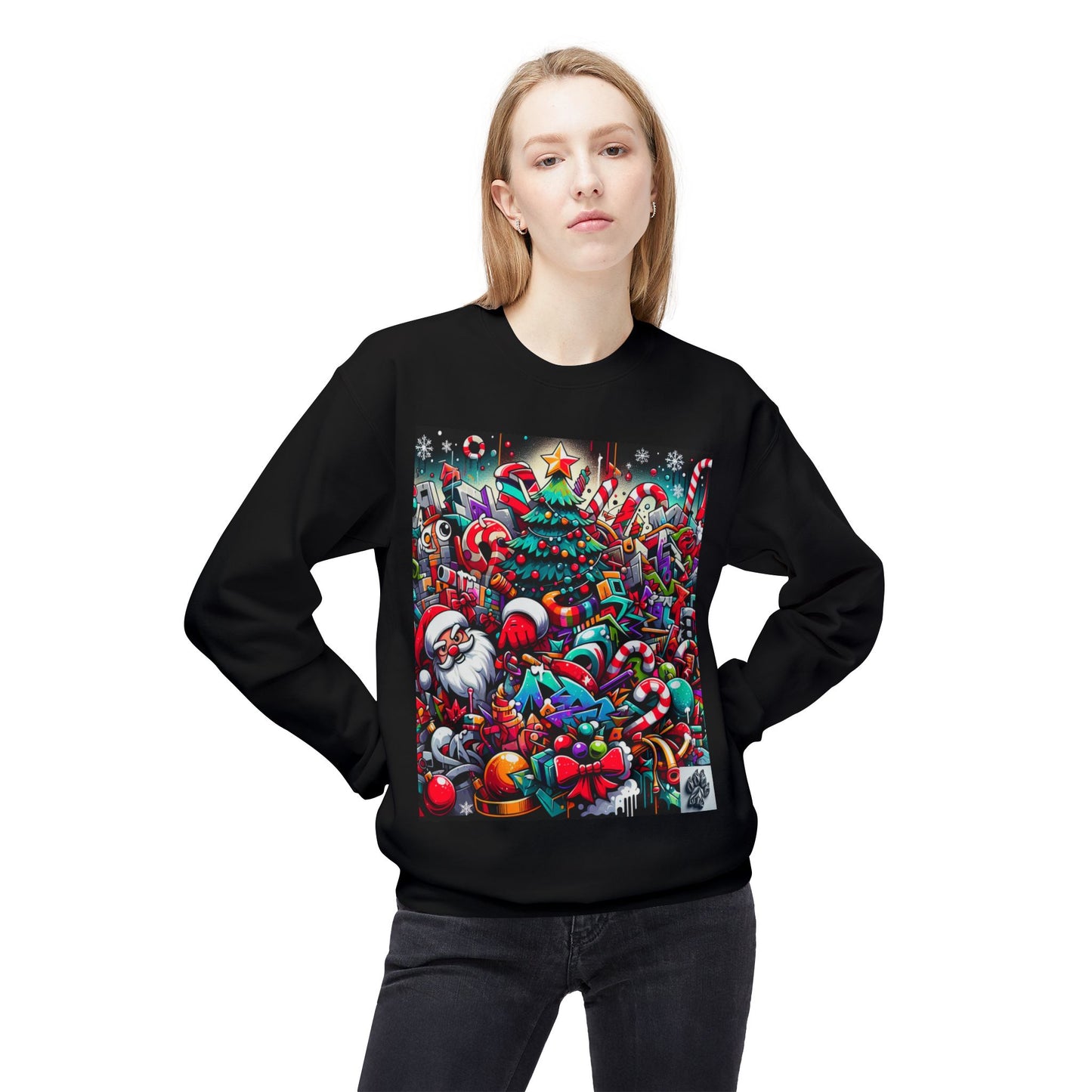 Festive Christmas Sweatshirt with Santa and Holiday Cheer Design