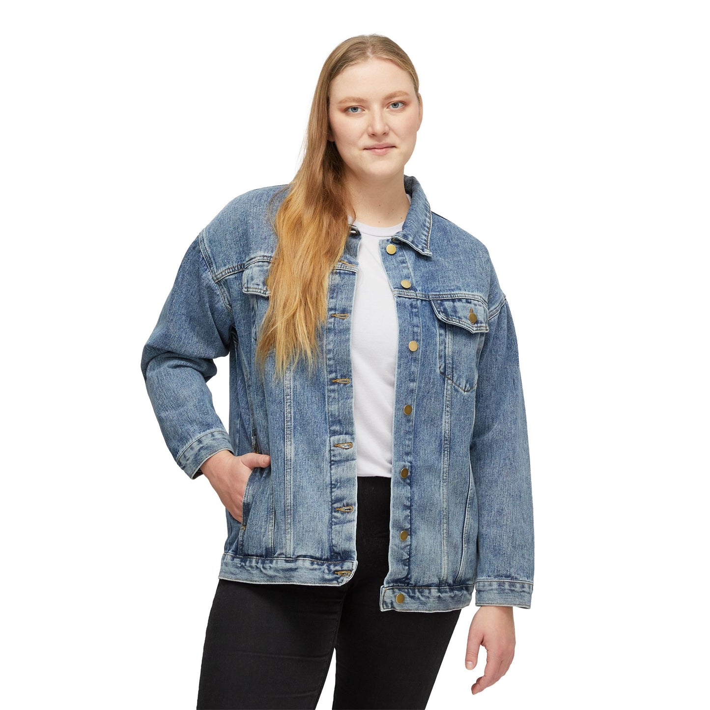 Artistic Women's Denim Jacket with Tiger Design