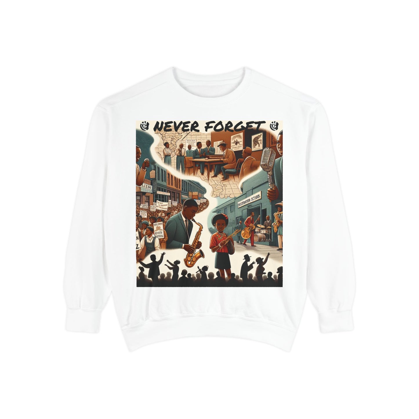 Unisex Garment-Dyed Sweatshirt - 'Never Forget' Black History