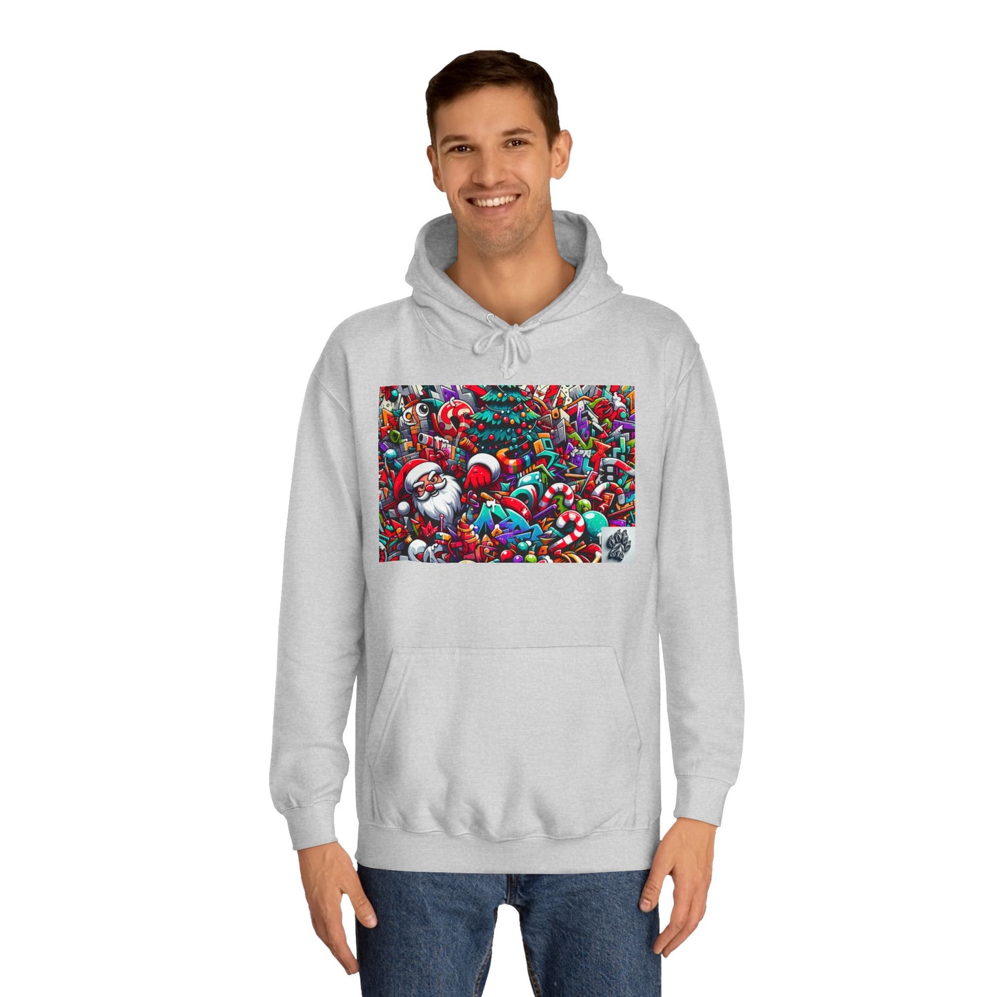 Festive Santa Graphic Unisex College Hoodie - Perfect Holiday Wear