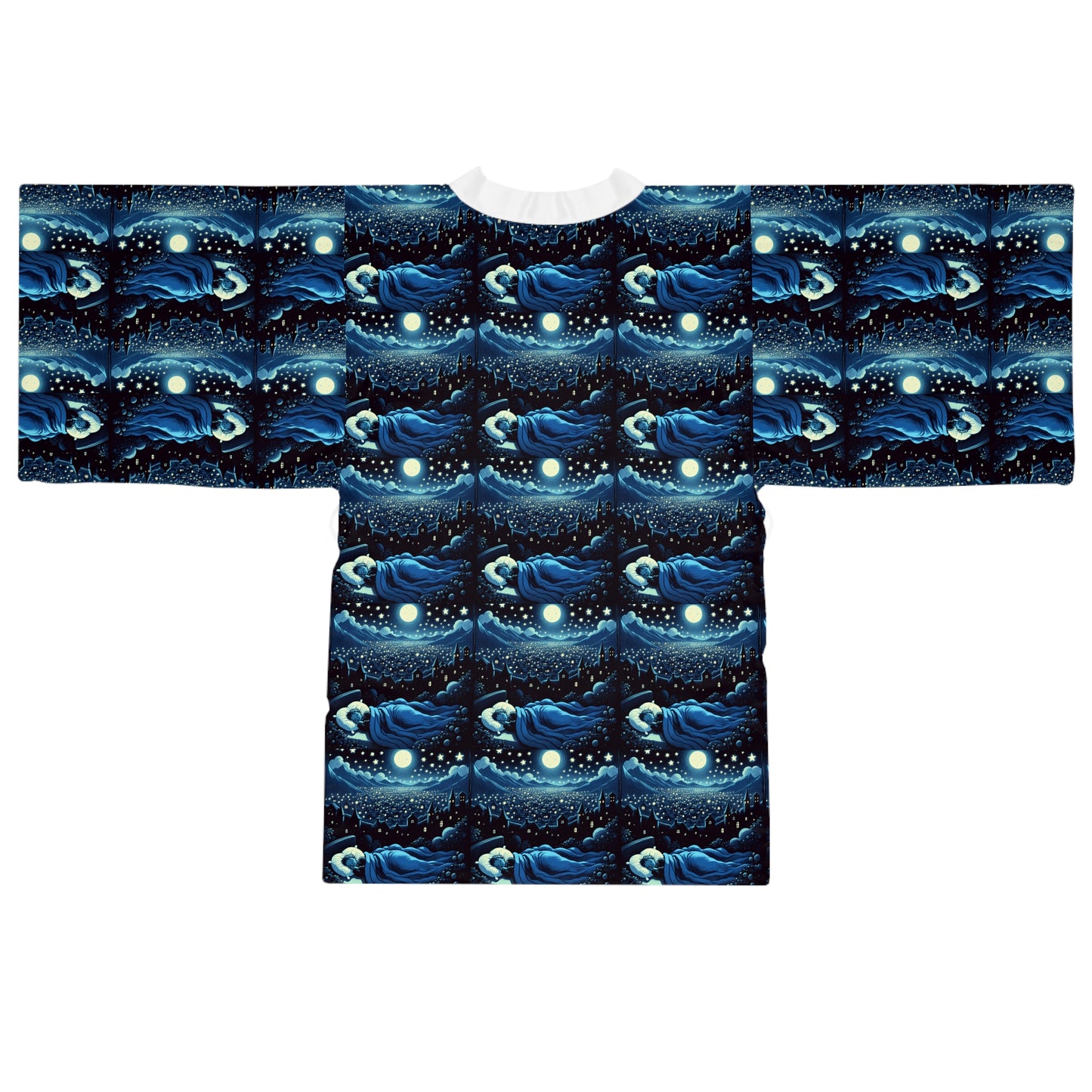 Mystical Night Sky Long Sleeve Kimono Robe - Relaxed Lounge Wear for Cozy Evenings
