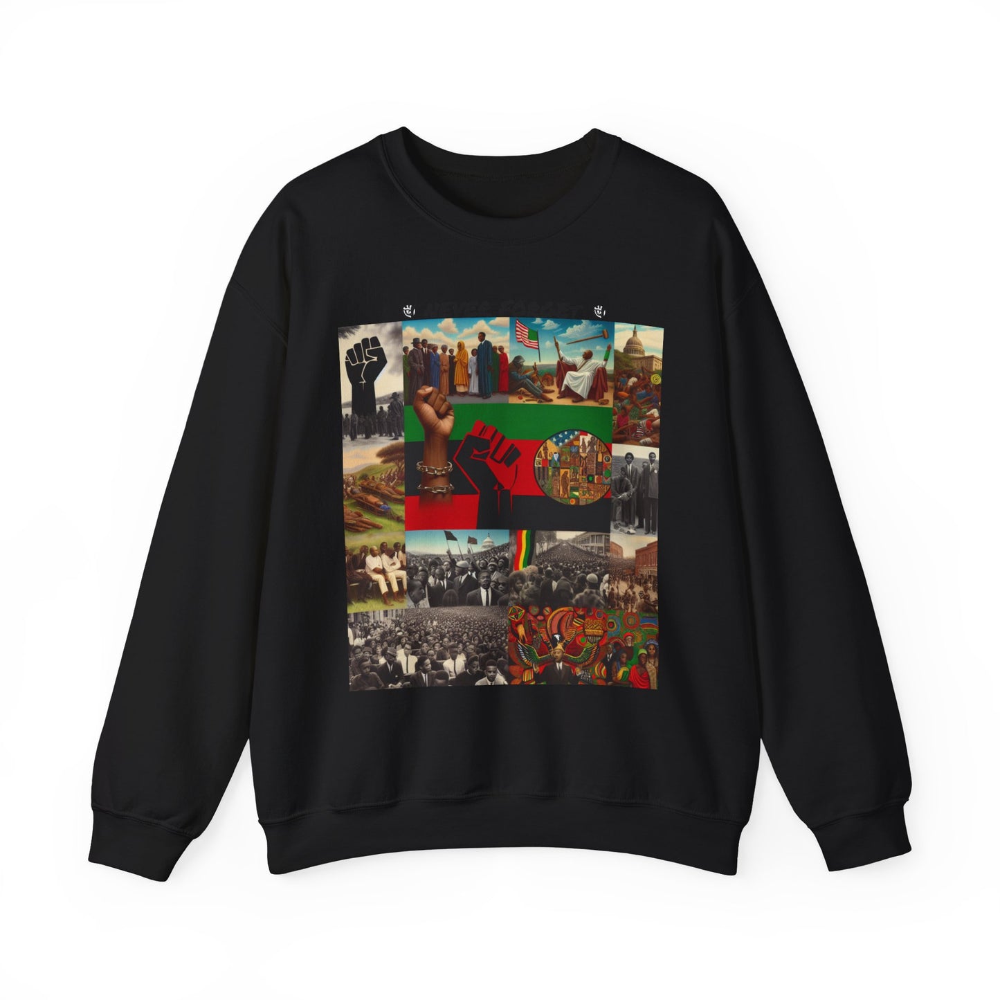 Never Forget Unity Crewneck Sweatshirt - Inclusive Black Culture Design