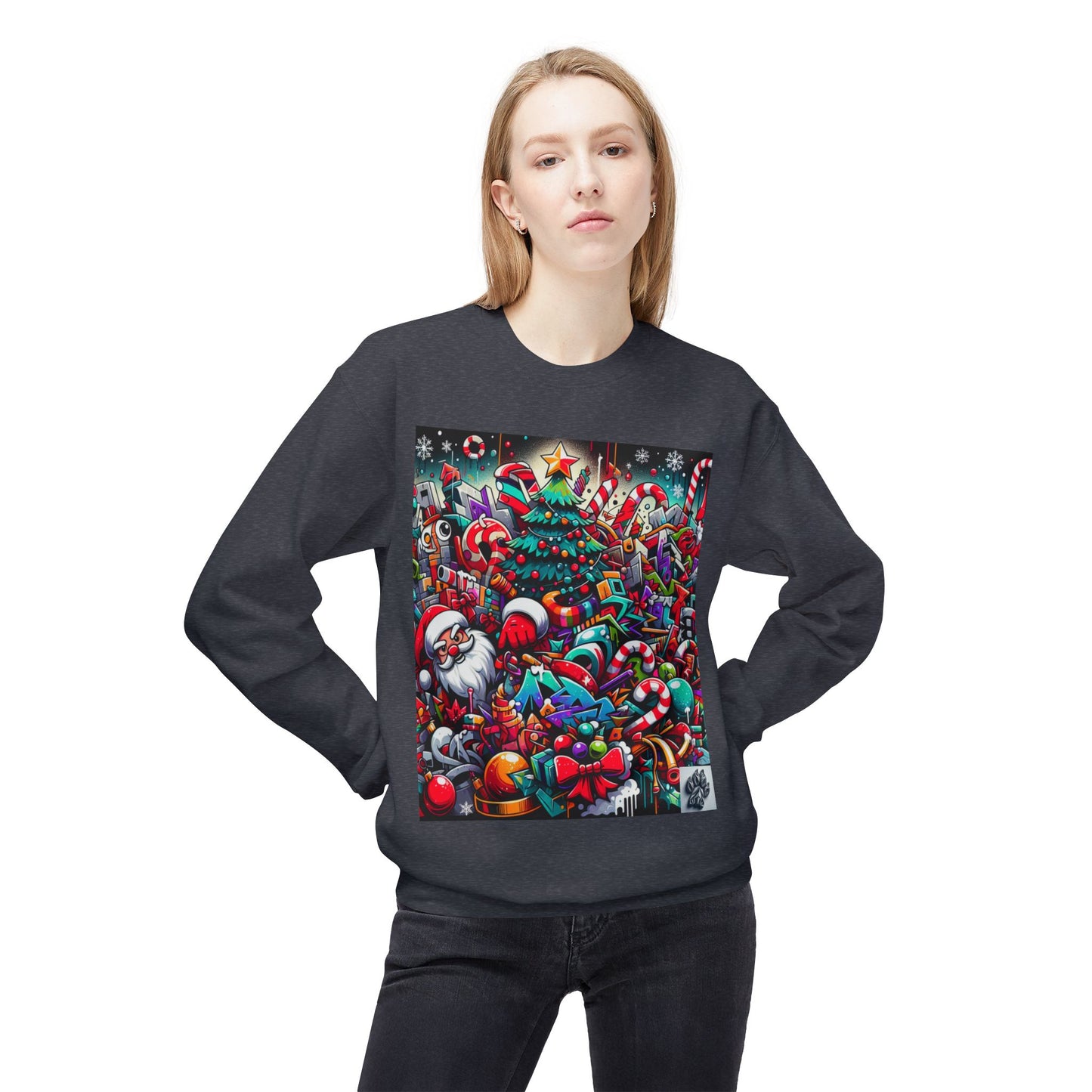 Festive Christmas Sweatshirt with Santa and Holiday Cheer Design