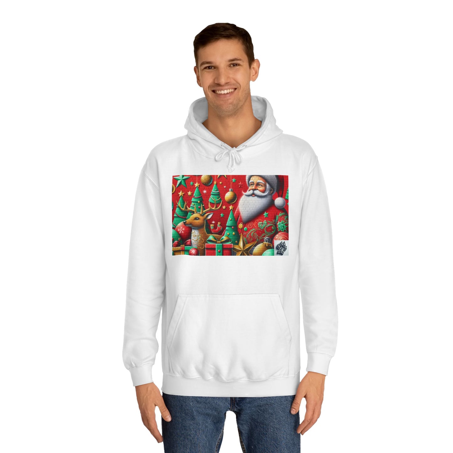 Festive Santa and Reindeer Unisex Hoodie