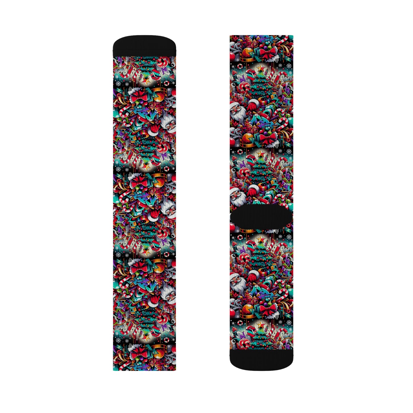 Festive Holiday Sublimation Socks - Colorful Christmas Candy Design
