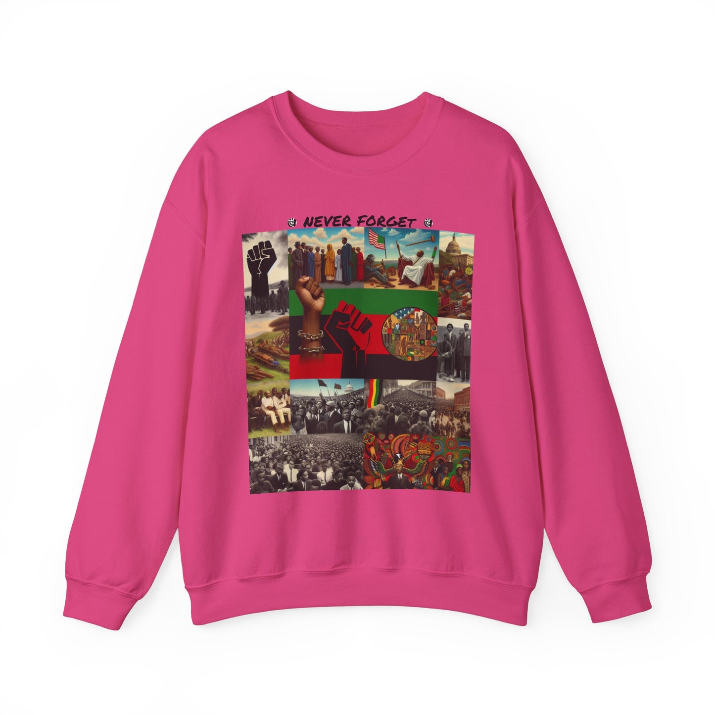 Never Forget Unity Crewneck Sweatshirt - Inclusive Black Culture Design