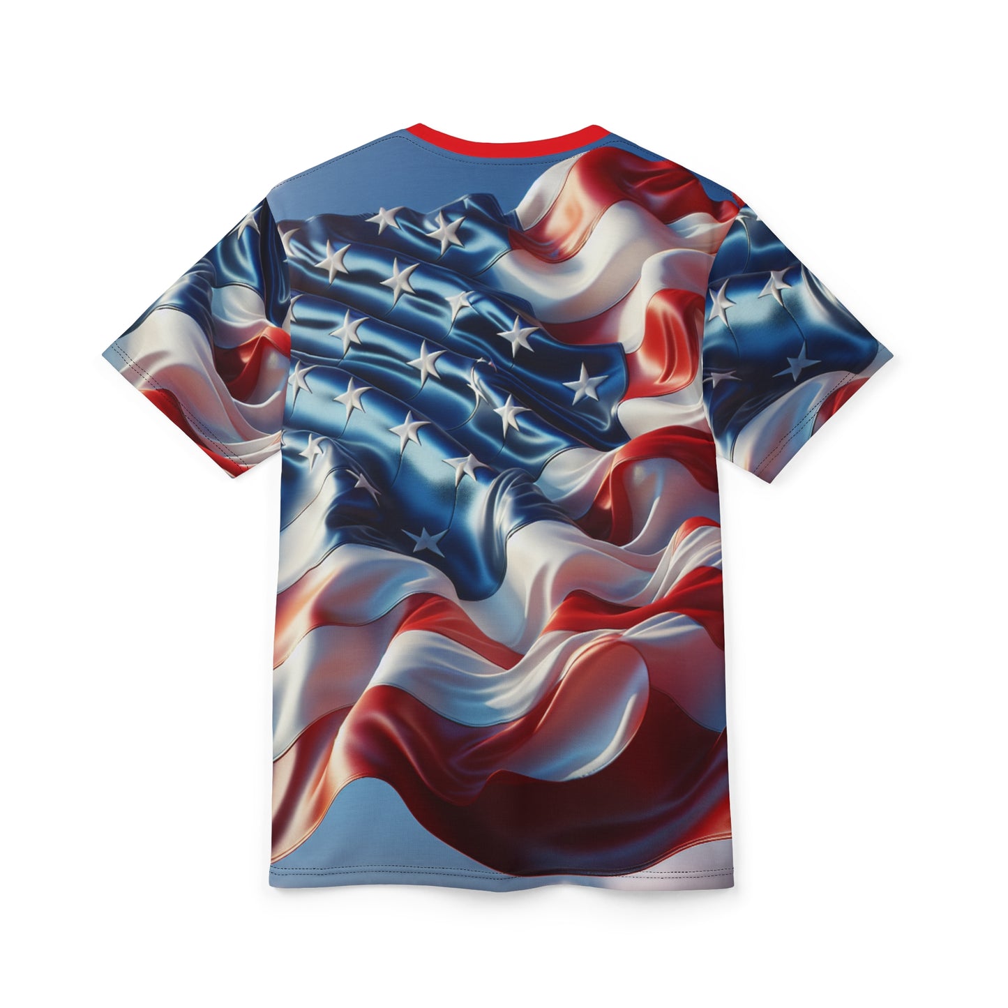Patriotic Unisex Cut & Sew Tee - American Flag Design for Celebrations