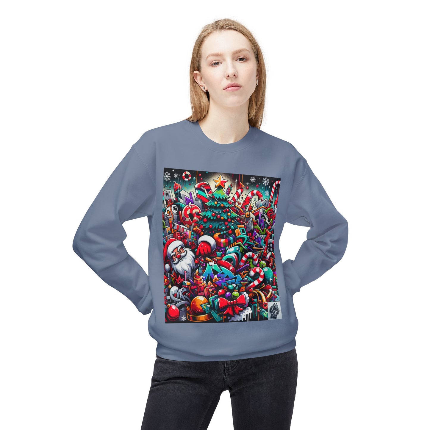Festive Christmas Sweatshirt with Santa and Holiday Cheer Design