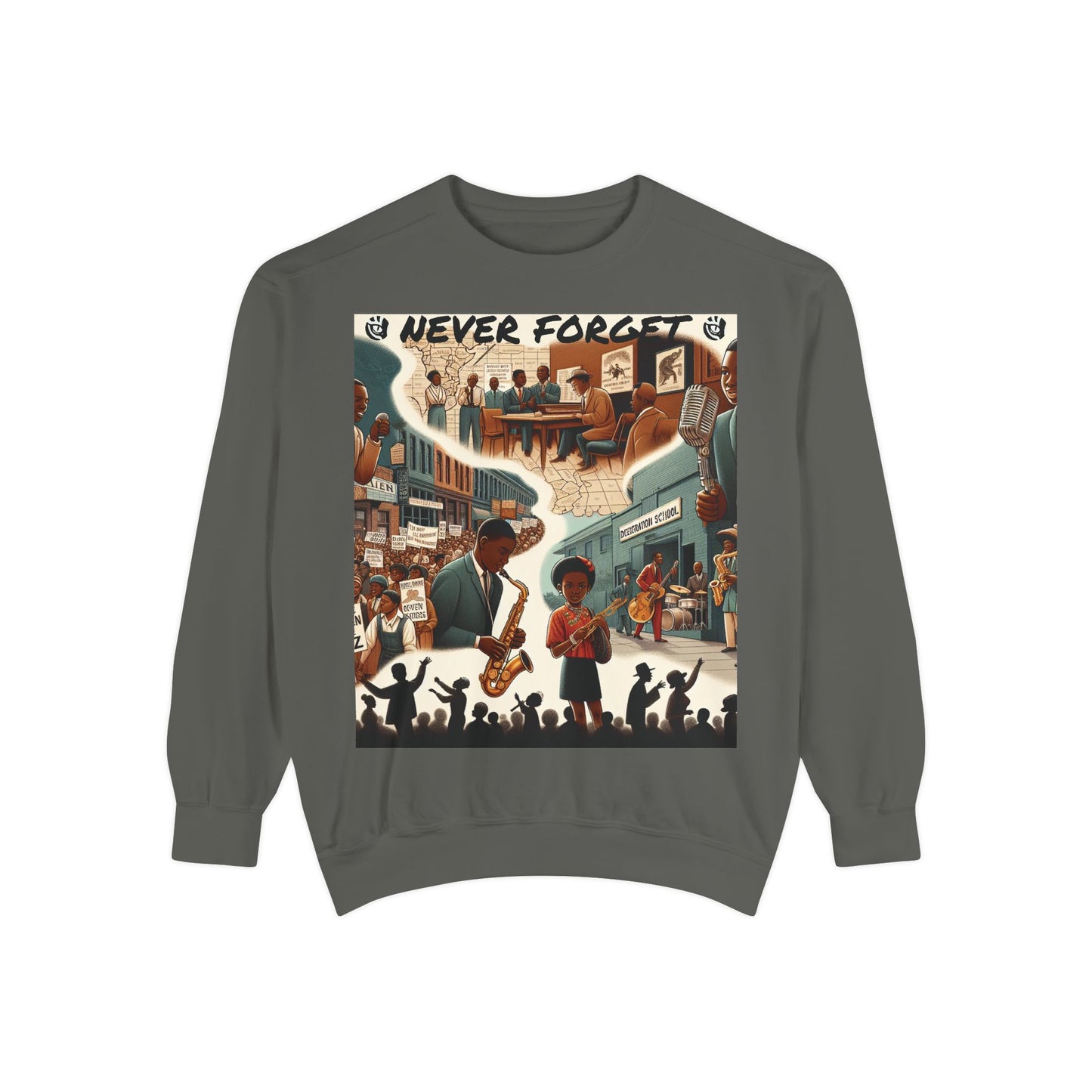 Unisex Garment-Dyed Sweatshirt - 'Never Forget' Black History