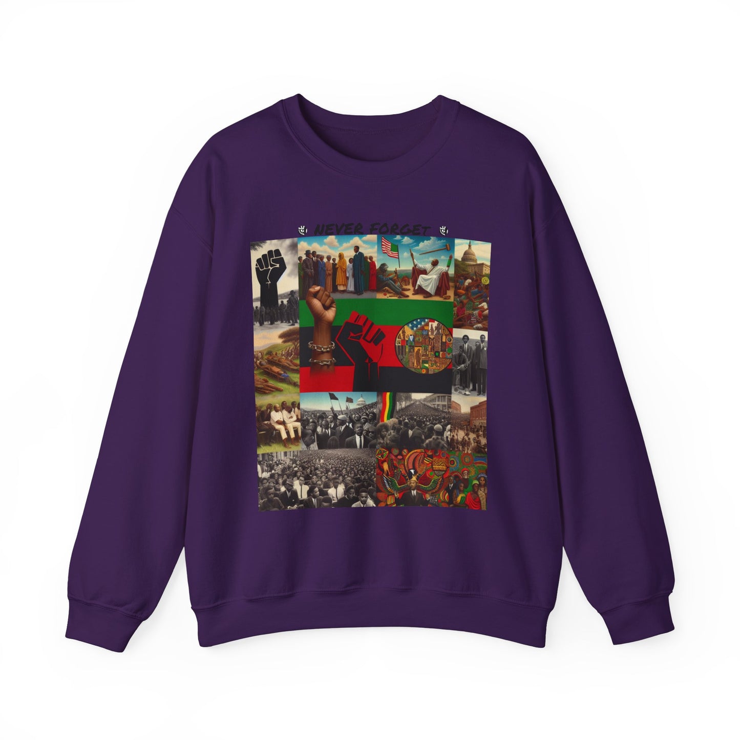 Never Forget Unity Crewneck Sweatshirt - Inclusive Black Culture Design