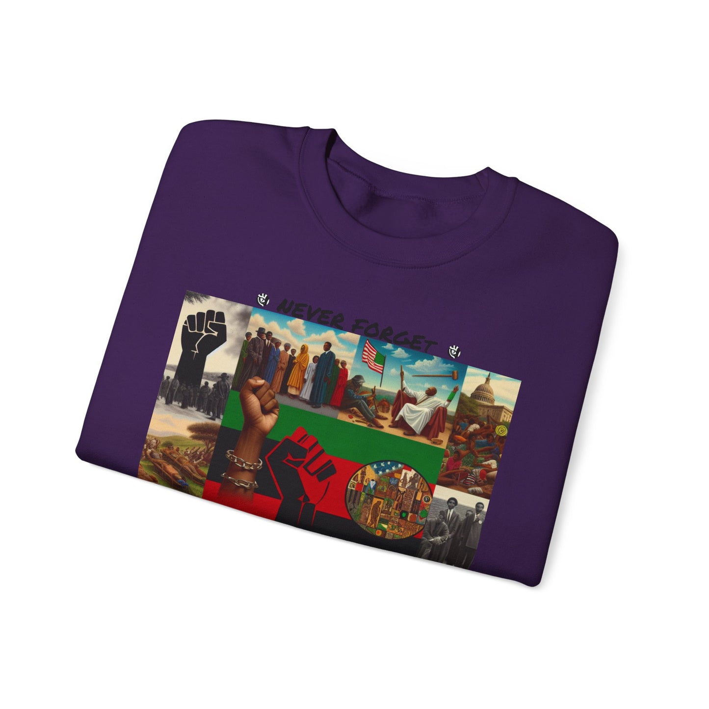 Never Forget Unity Crewneck Sweatshirt - Inclusive Black Culture Design