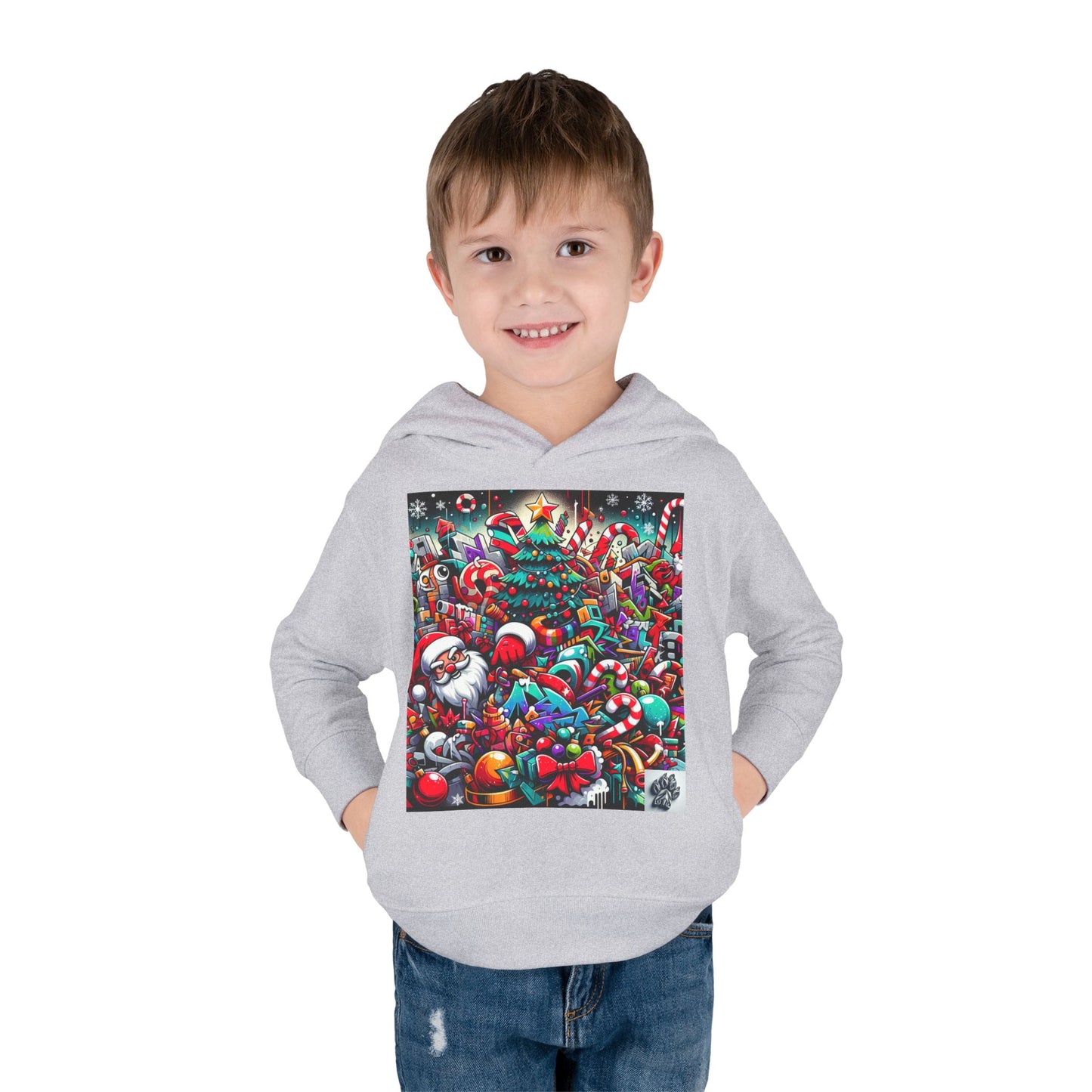 Festive Santa Toddler Hoodie - Cozy Christmas Fleece Pullover