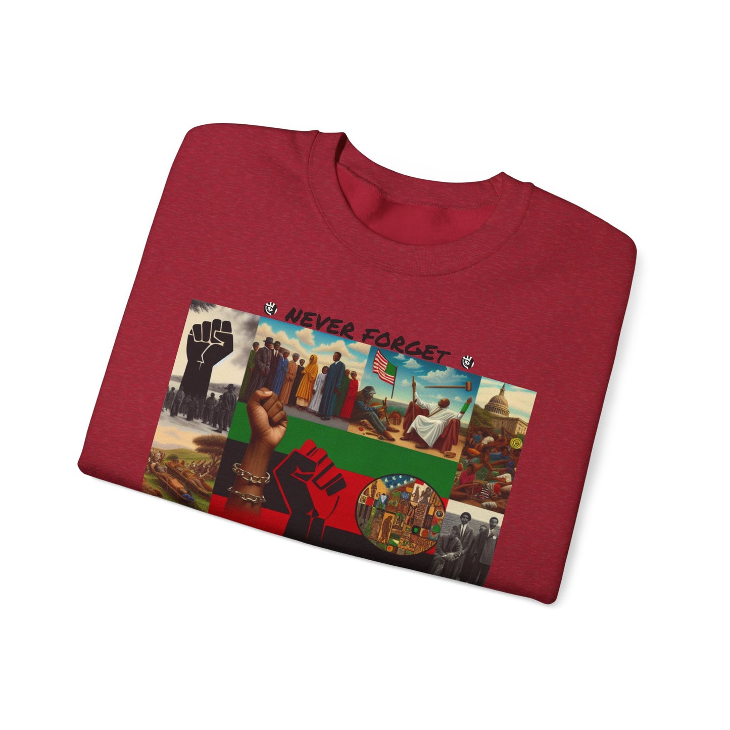 Never Forget Unity Crewneck Sweatshirt - Inclusive Black Culture Design