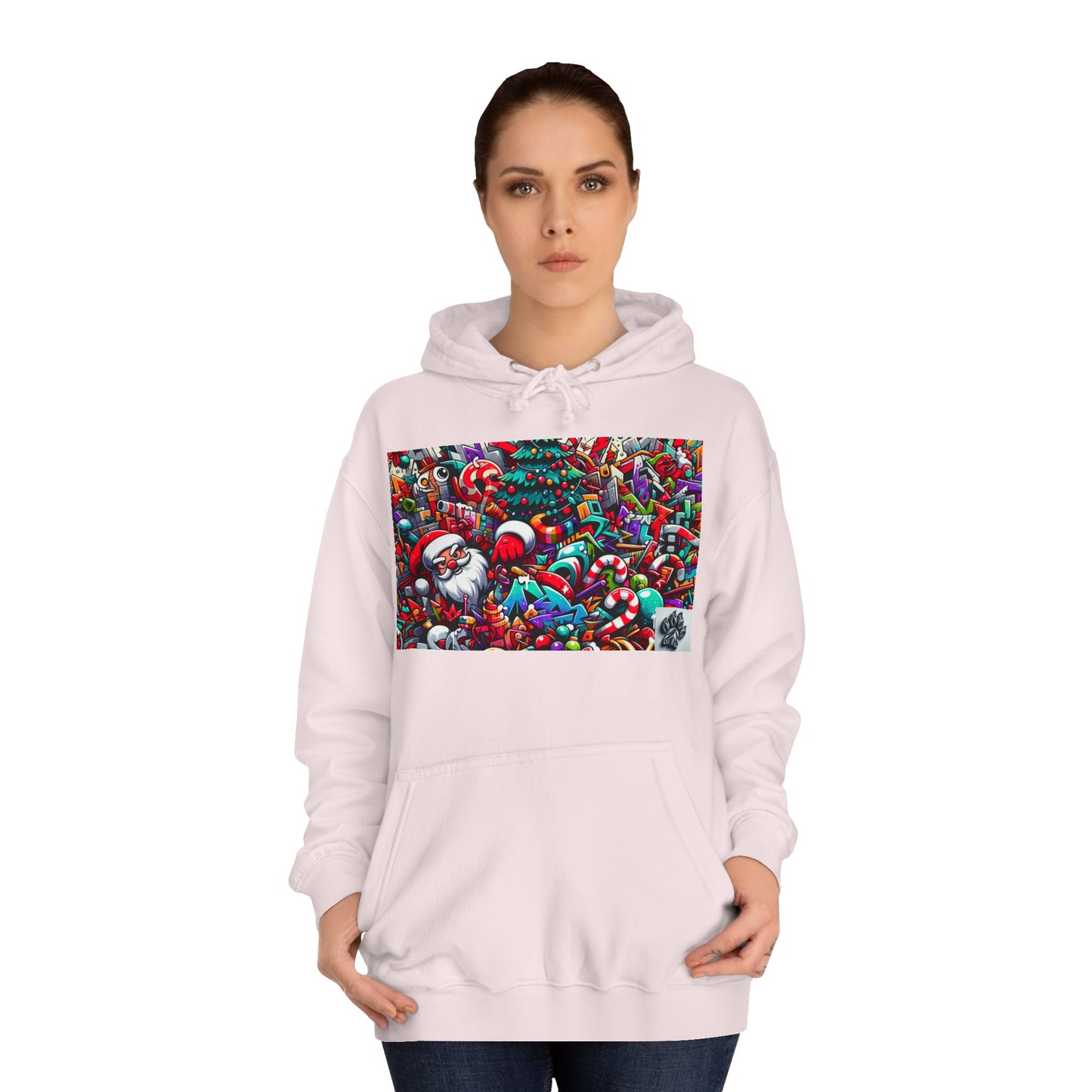 Festive Santa Graphic Unisex College Hoodie - Perfect Holiday Wear