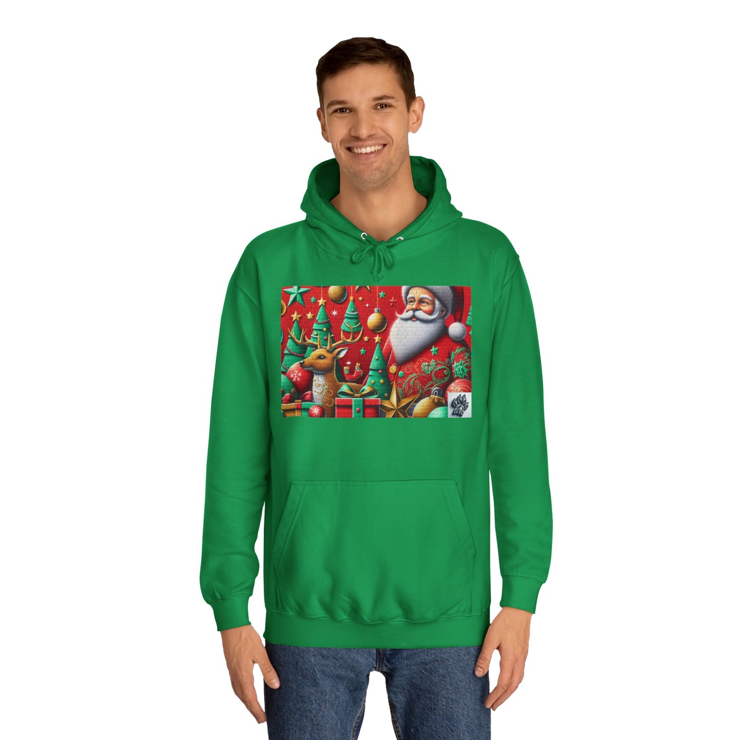 Festive Santa and Reindeer Unisex Hoodie