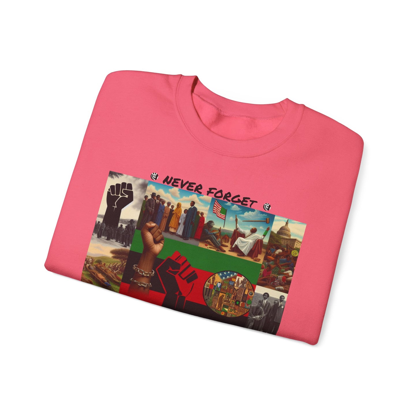 Never Forget Unity Crewneck Sweatshirt - Inclusive Black Culture Design