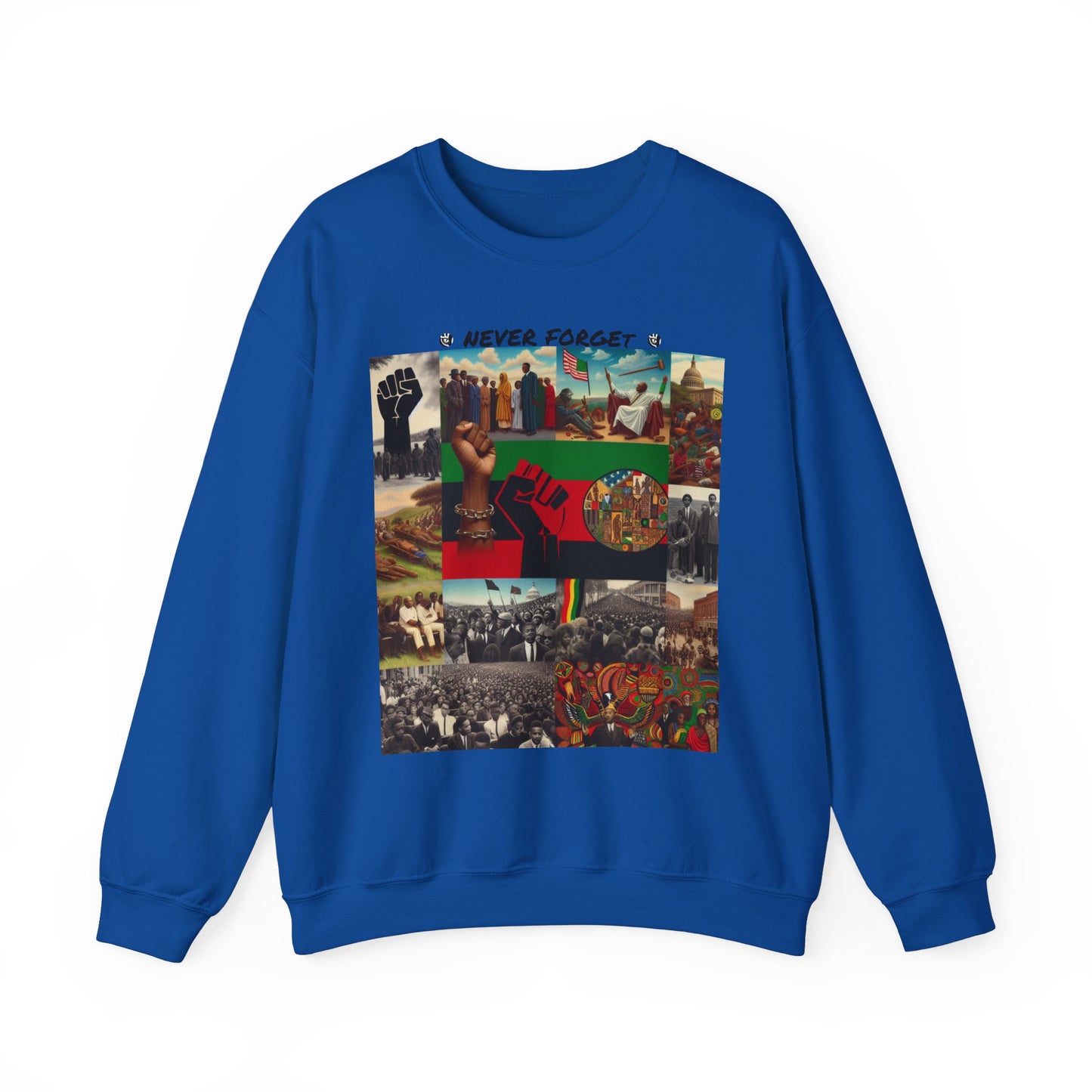 Never Forget Unity Crewneck Sweatshirt - Inclusive Black Culture Design