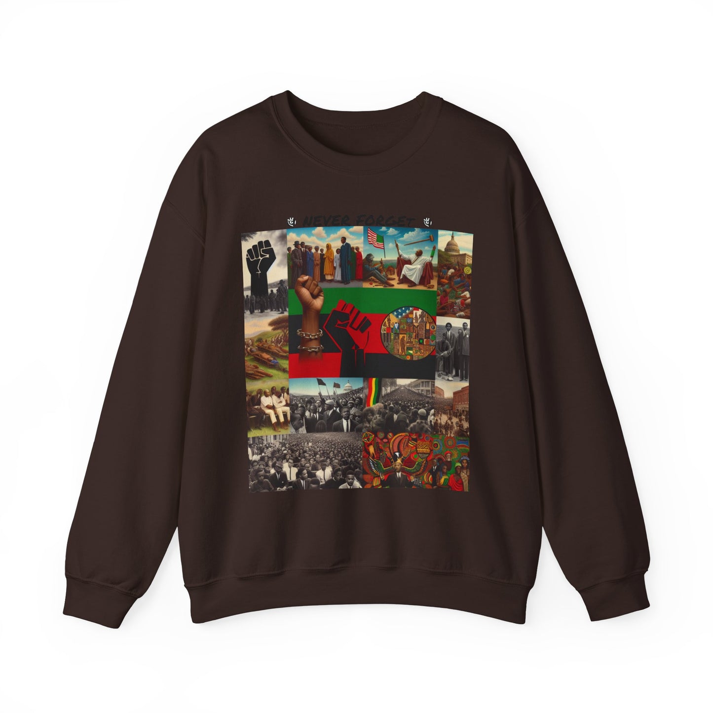 Never Forget Unity Crewneck Sweatshirt - Inclusive Black Culture Design