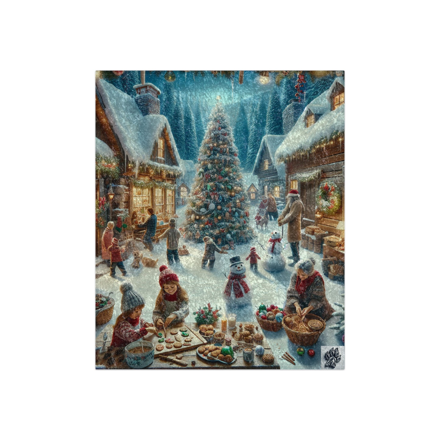 Cozy Christmas Crushed Velvet Blanket | Winter Wonderland Holiday Decor