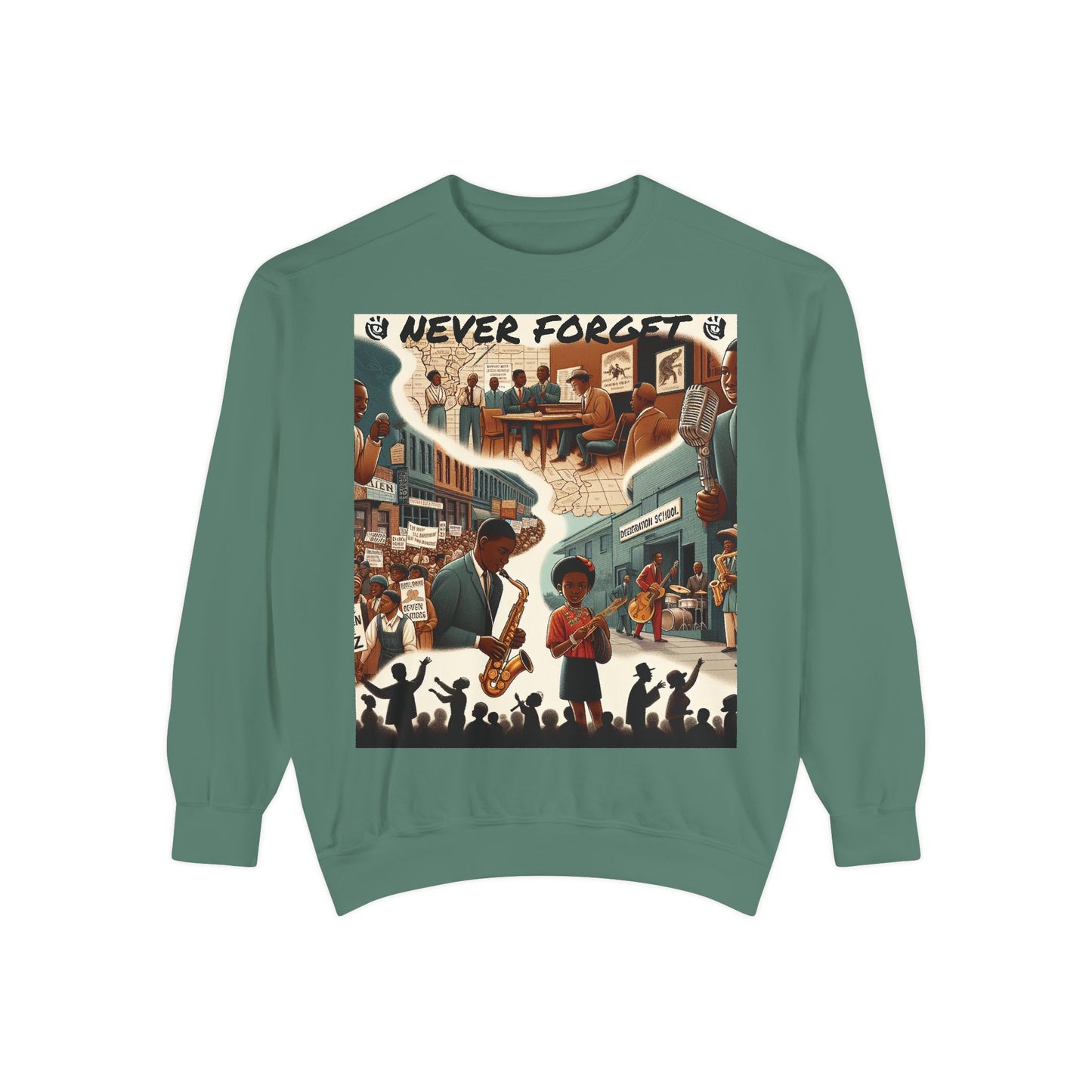 Unisex Garment-Dyed Sweatshirt - 'Never Forget' Black History