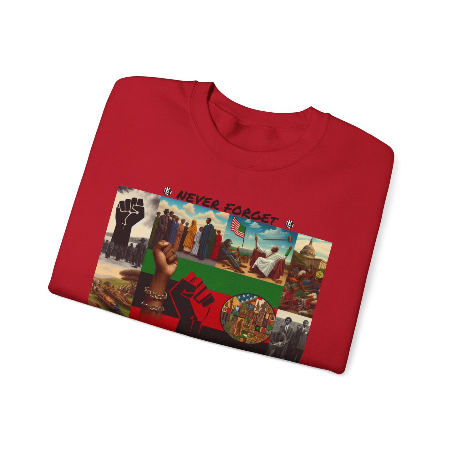 Never Forget Unity Crewneck Sweatshirt - Inclusive Black Culture Design
