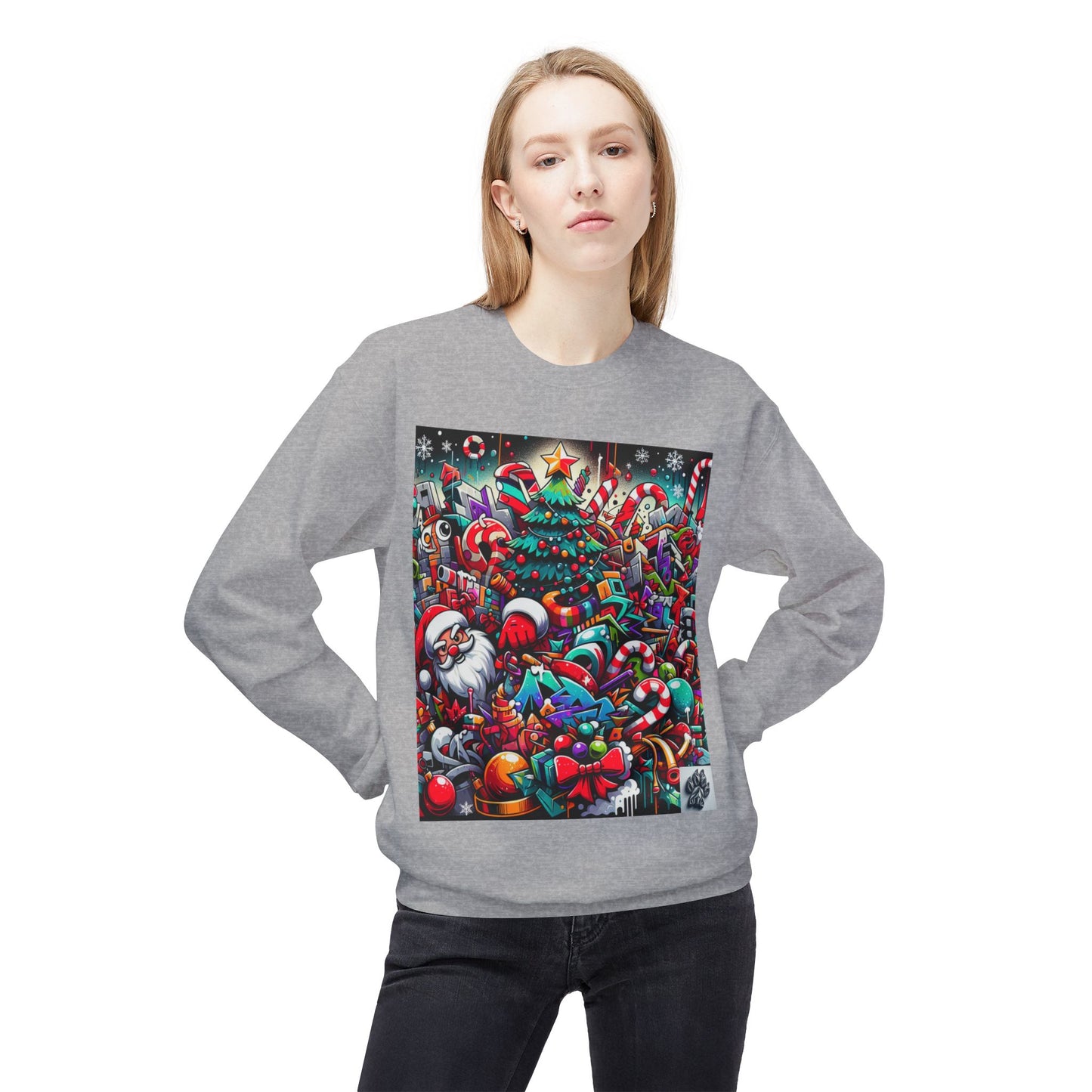 Festive Christmas Sweatshirt with Santa and Holiday Cheer Design