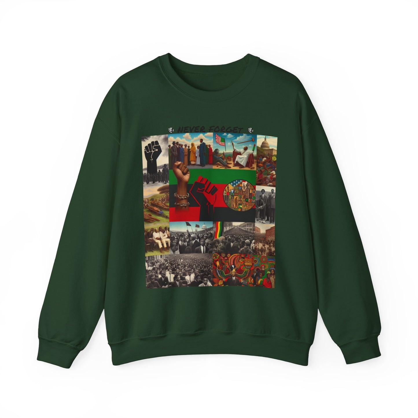 Never Forget Unity Crewneck Sweatshirt - Inclusive Black Culture Design