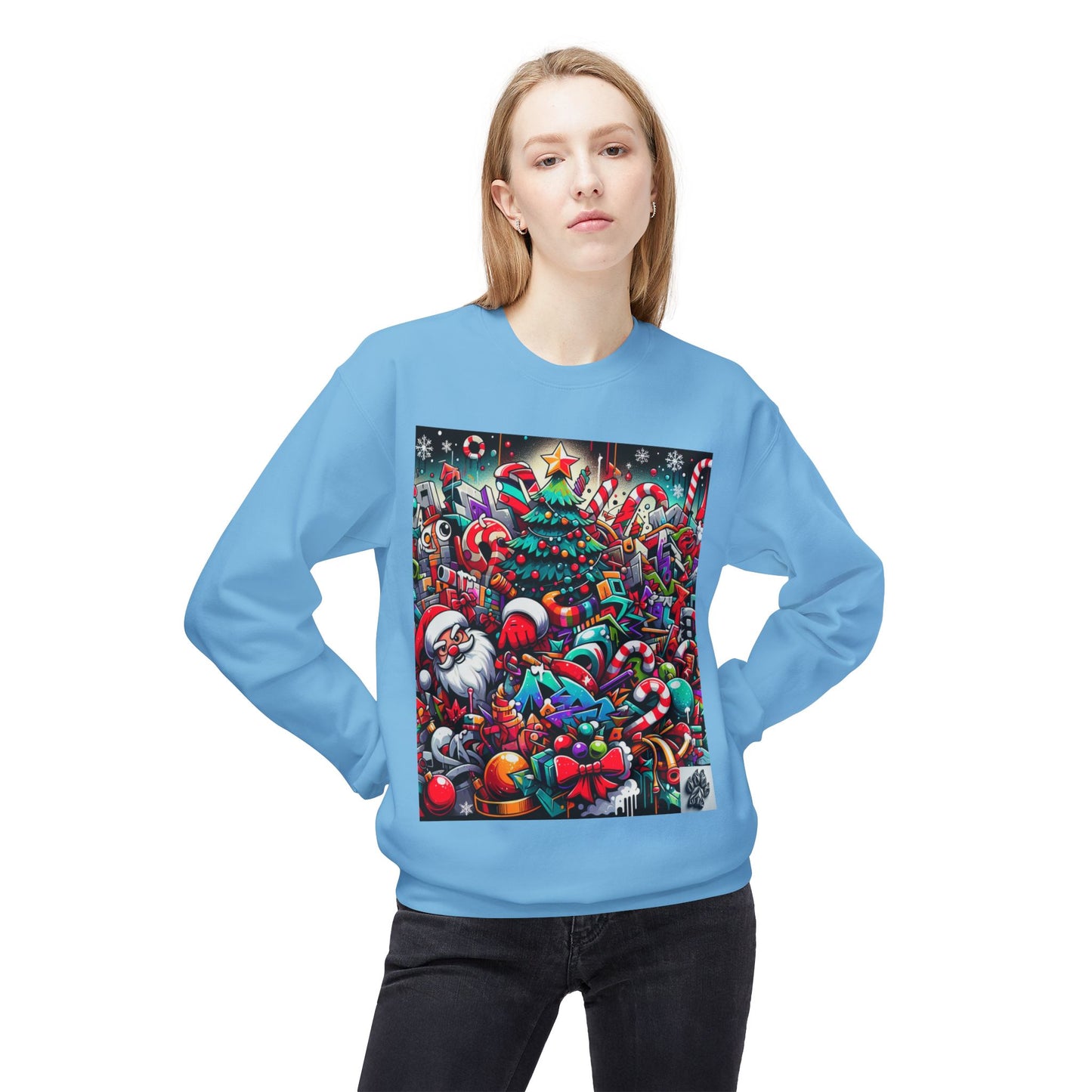 Festive Christmas Sweatshirt with Santa and Holiday Cheer Design