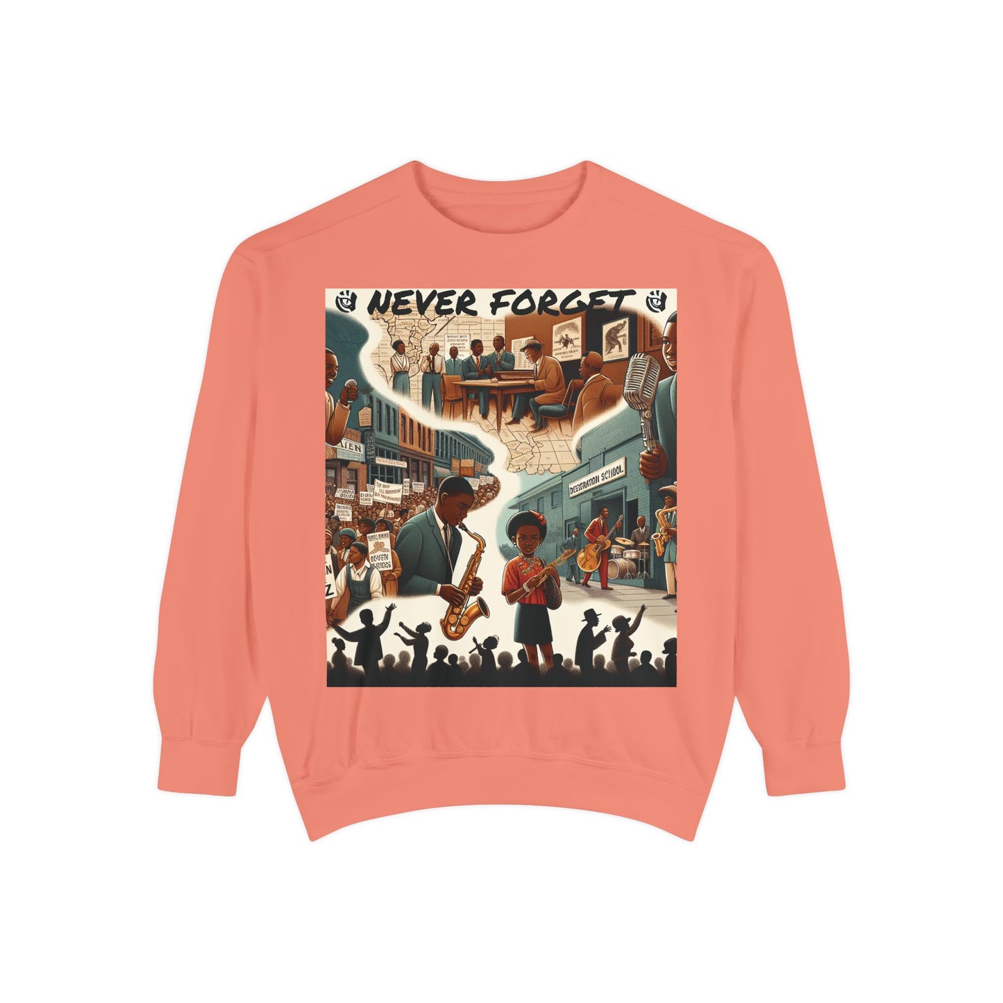Unisex Garment-Dyed Sweatshirt - 'Never Forget' Black History