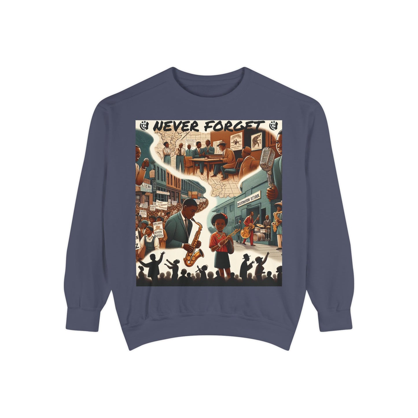 Unisex Garment-Dyed Sweatshirt - 'Never Forget' Black History
