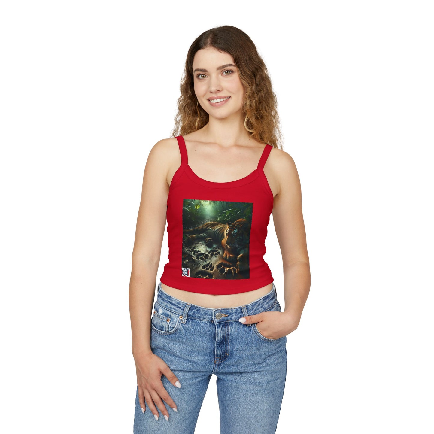 Wild Tiger Women's Spaghetti Strap Tank Top - Nature-Inspired Fitness Wear