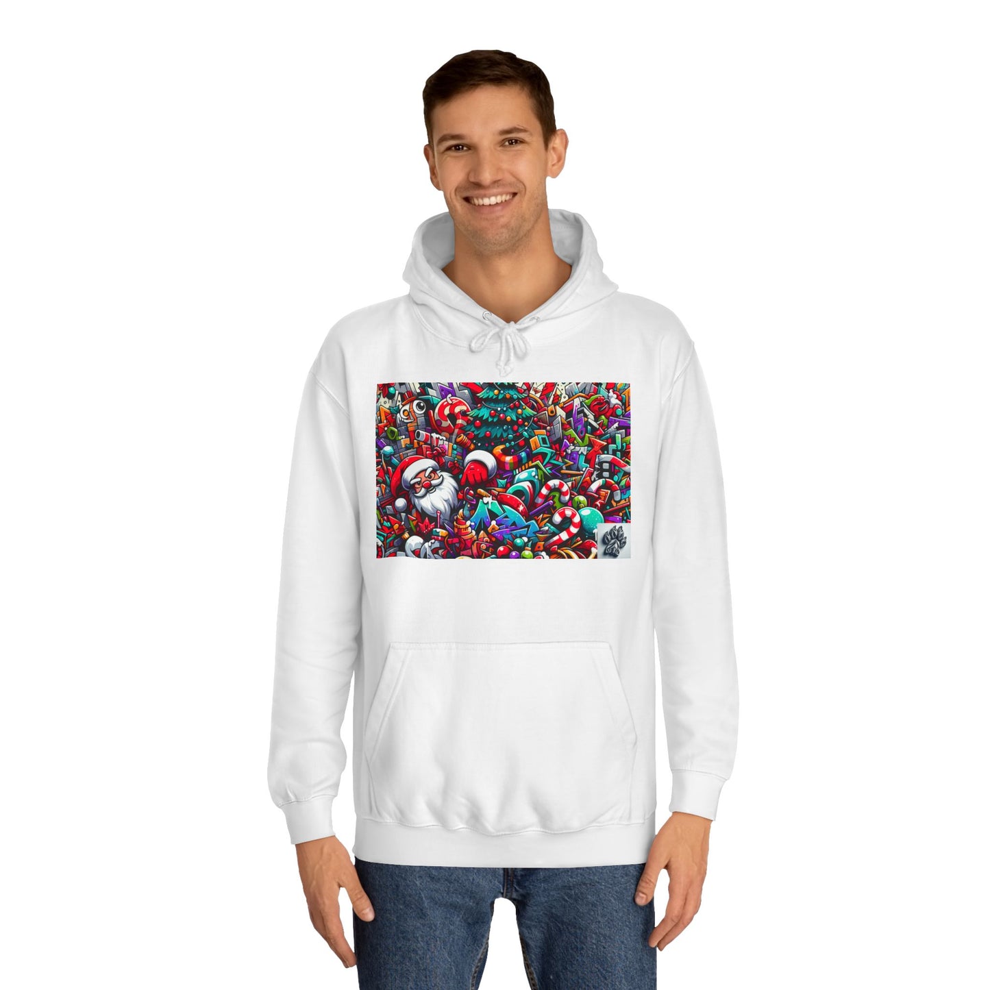 Festive Santa Graphic Unisex College Hoodie - Perfect Holiday Wear