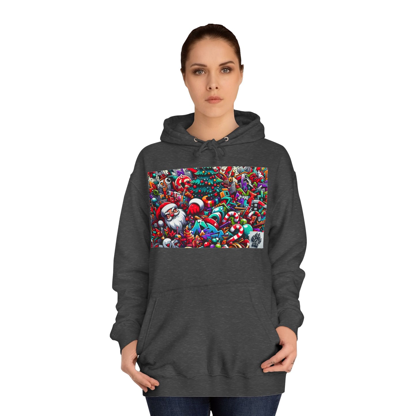 Festive Santa Graphic Unisex College Hoodie - Perfect Holiday Wear
