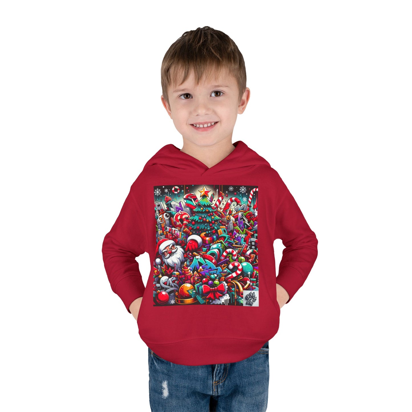 Festive Santa Toddler Hoodie - Cozy Christmas Fleece Pullover