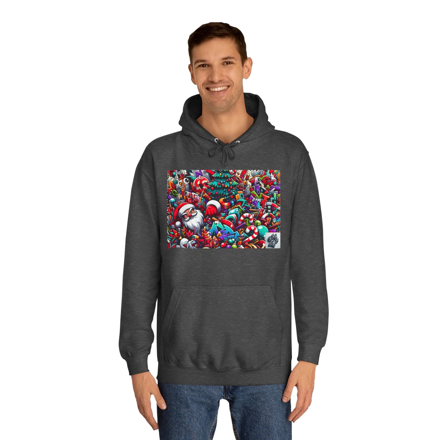 Festive Santa Graphic Unisex College Hoodie - Perfect Holiday Wear
