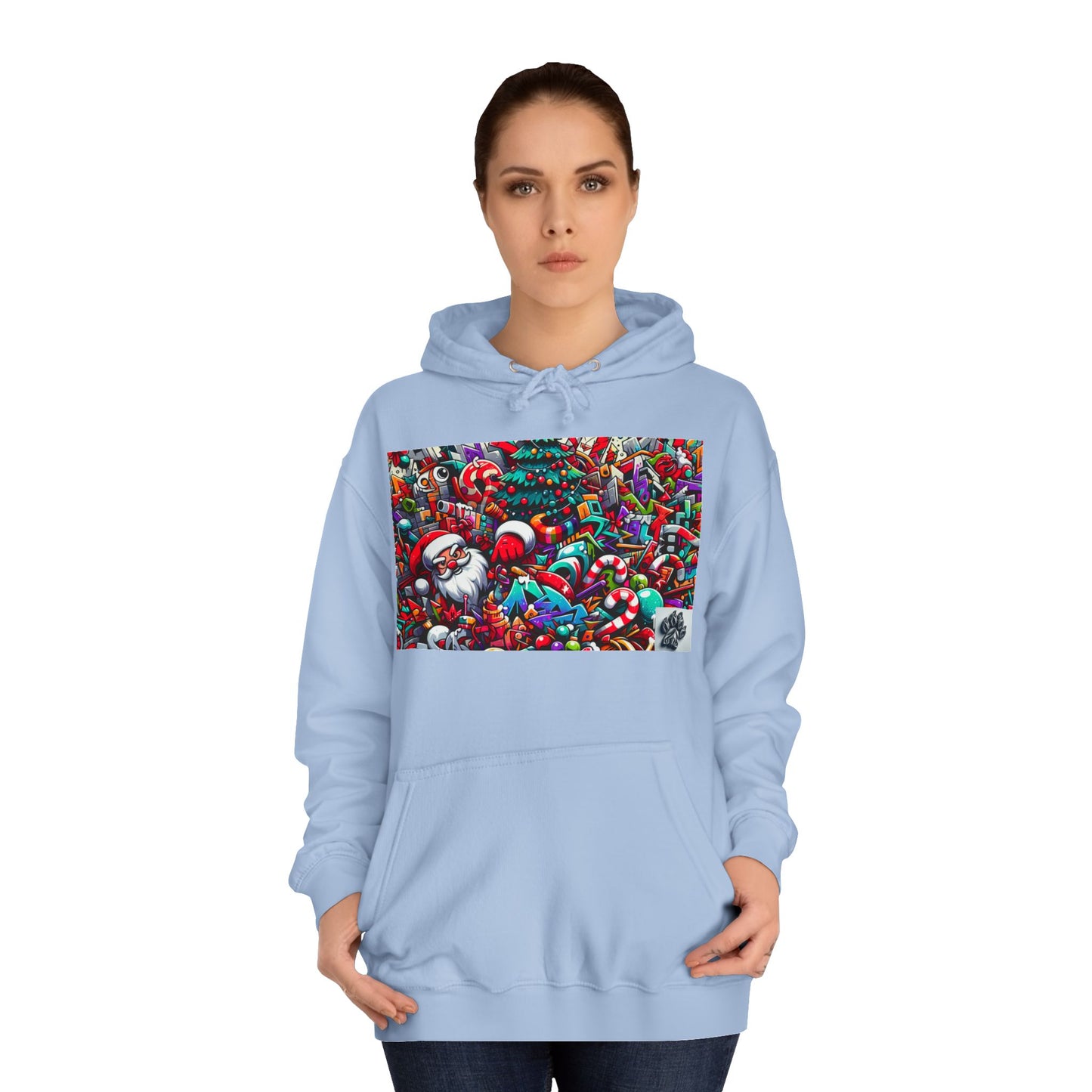 Festive Santa Graphic Unisex College Hoodie - Perfect Holiday Wear