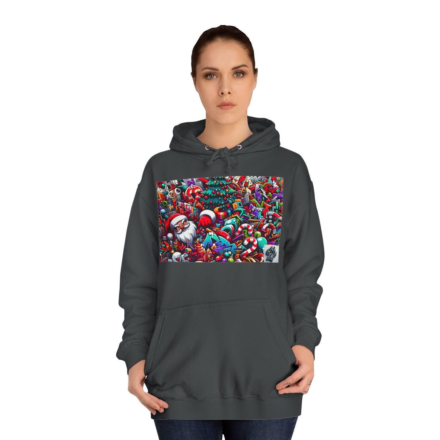 Festive Santa Graphic Unisex College Hoodie - Perfect Holiday Wear