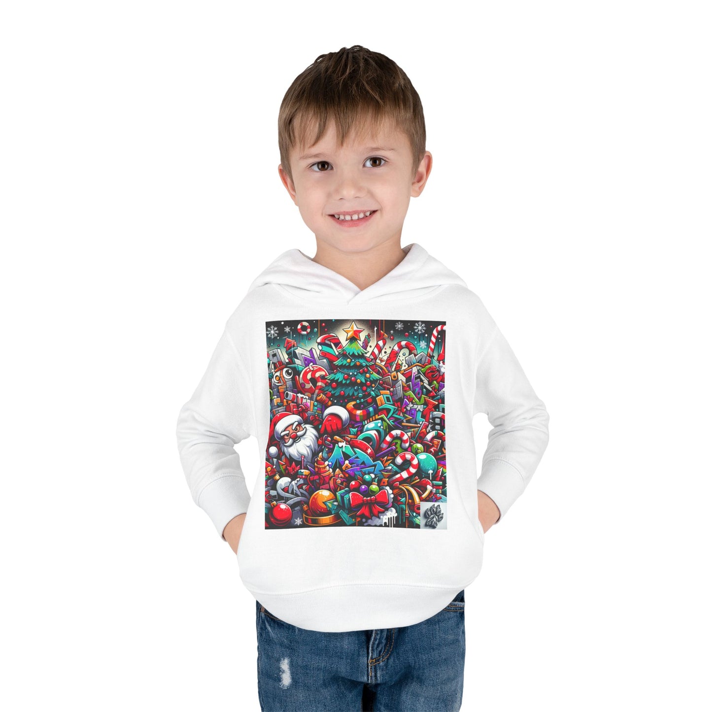 Festive Santa Toddler Hoodie - Cozy Christmas Fleece Pullover