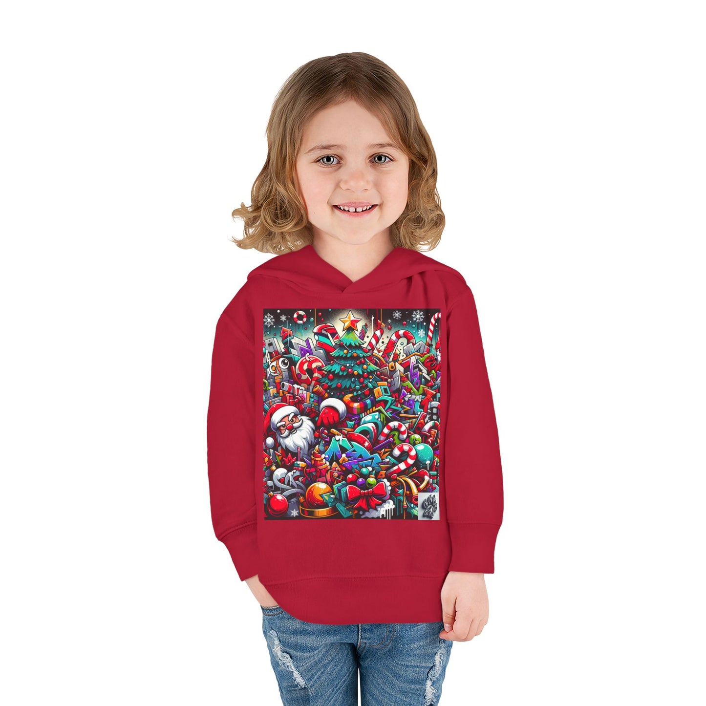 Festive Santa Toddler Hoodie - Cozy Christmas Fleece Pullover