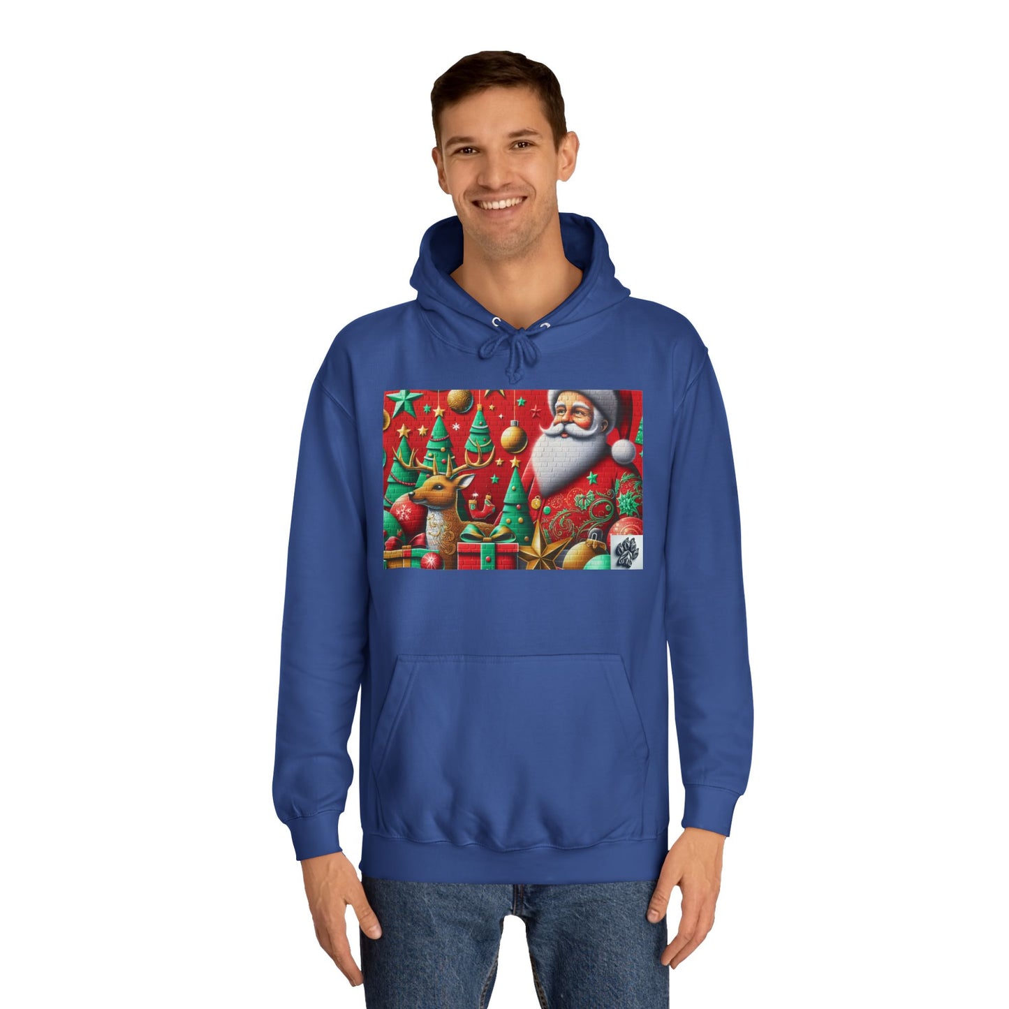 Festive Santa and Reindeer Unisex Hoodie