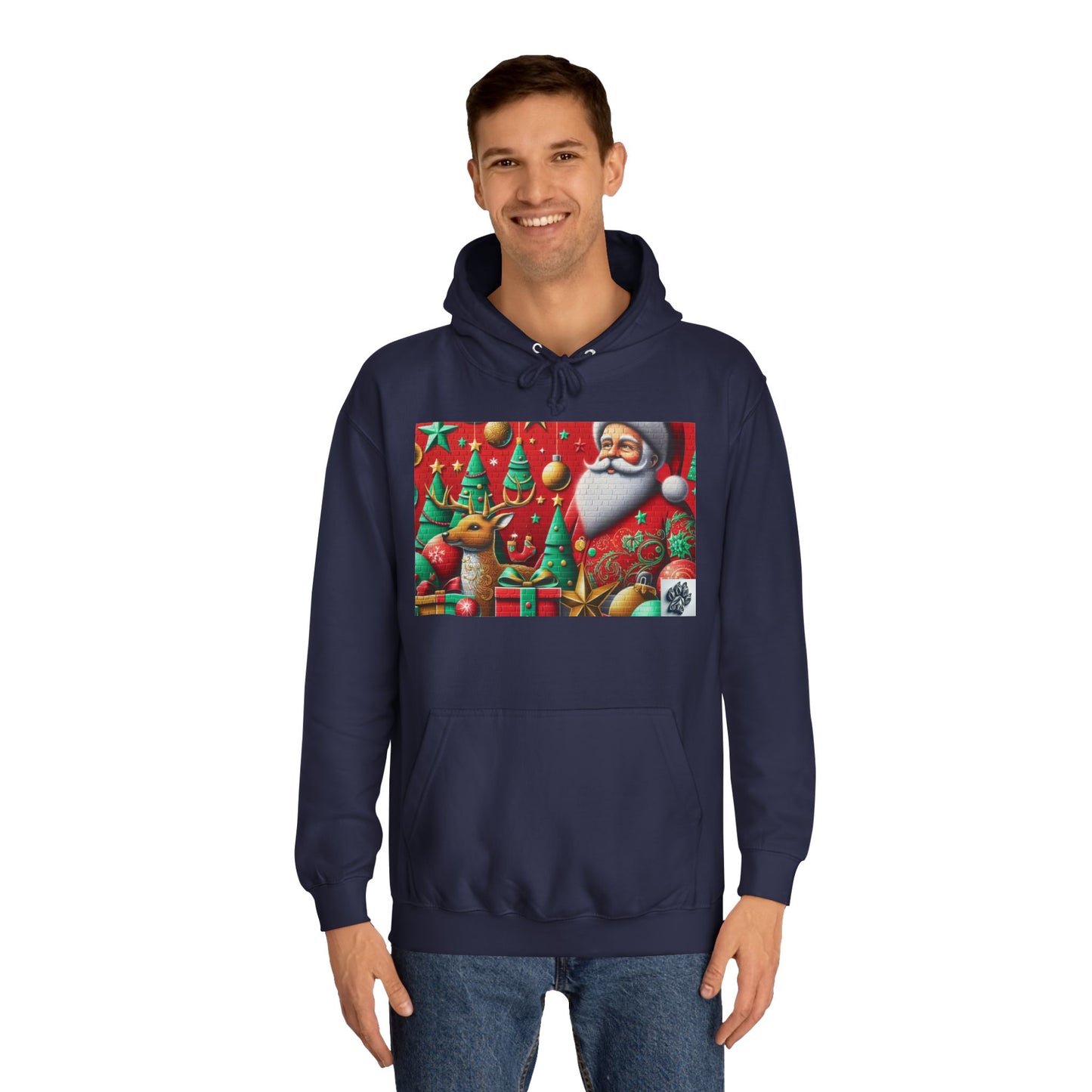 Festive Santa and Reindeer Unisex Hoodie