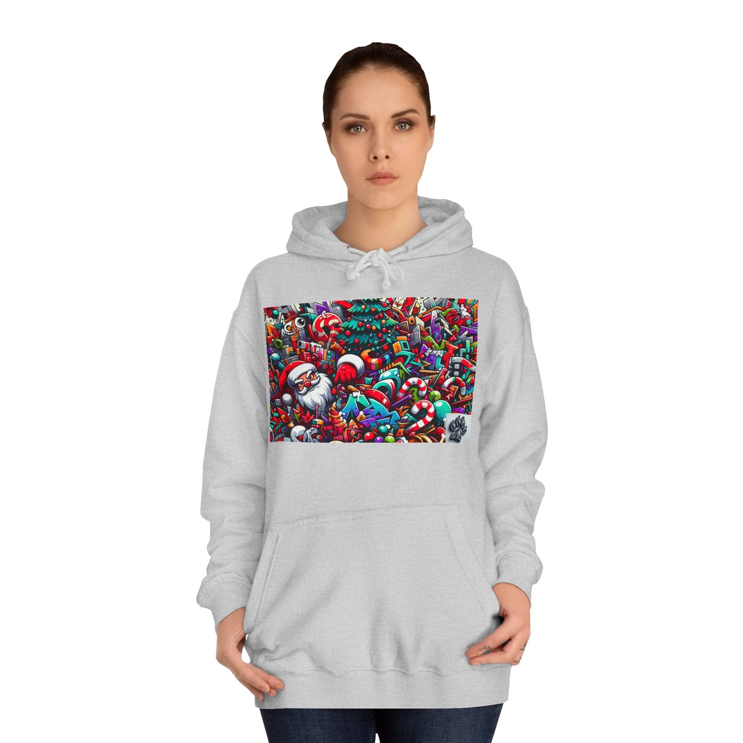 Festive Santa Graphic Unisex College Hoodie - Perfect Holiday Wear