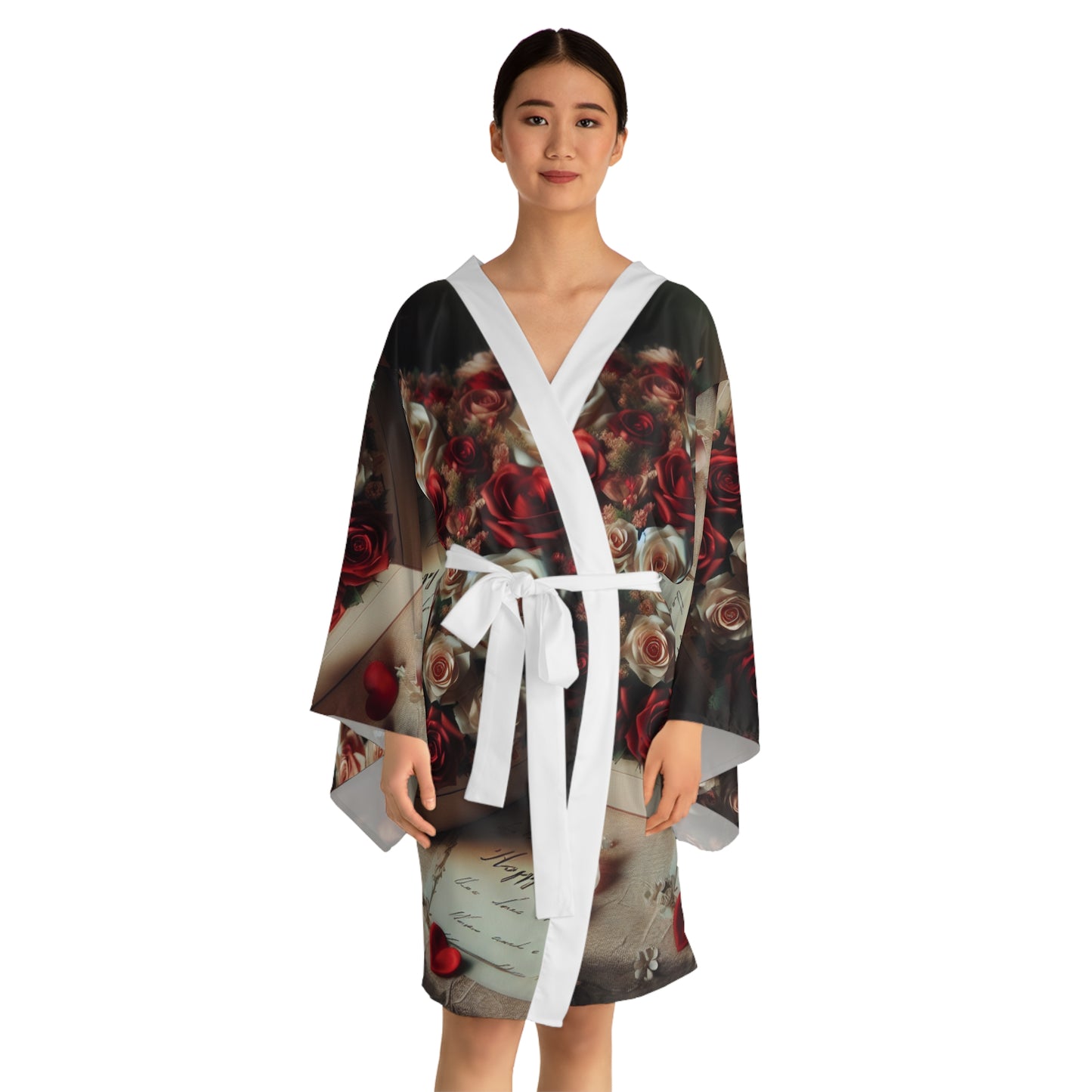 Elegant Floral Long Sleeve Kimono Robe
